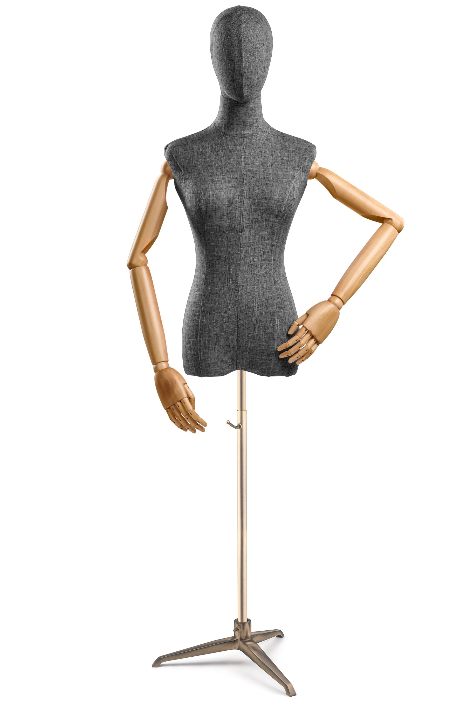 Female Display Dress Form on Metal Tripod Base (Head & Arms Version) - Image 49