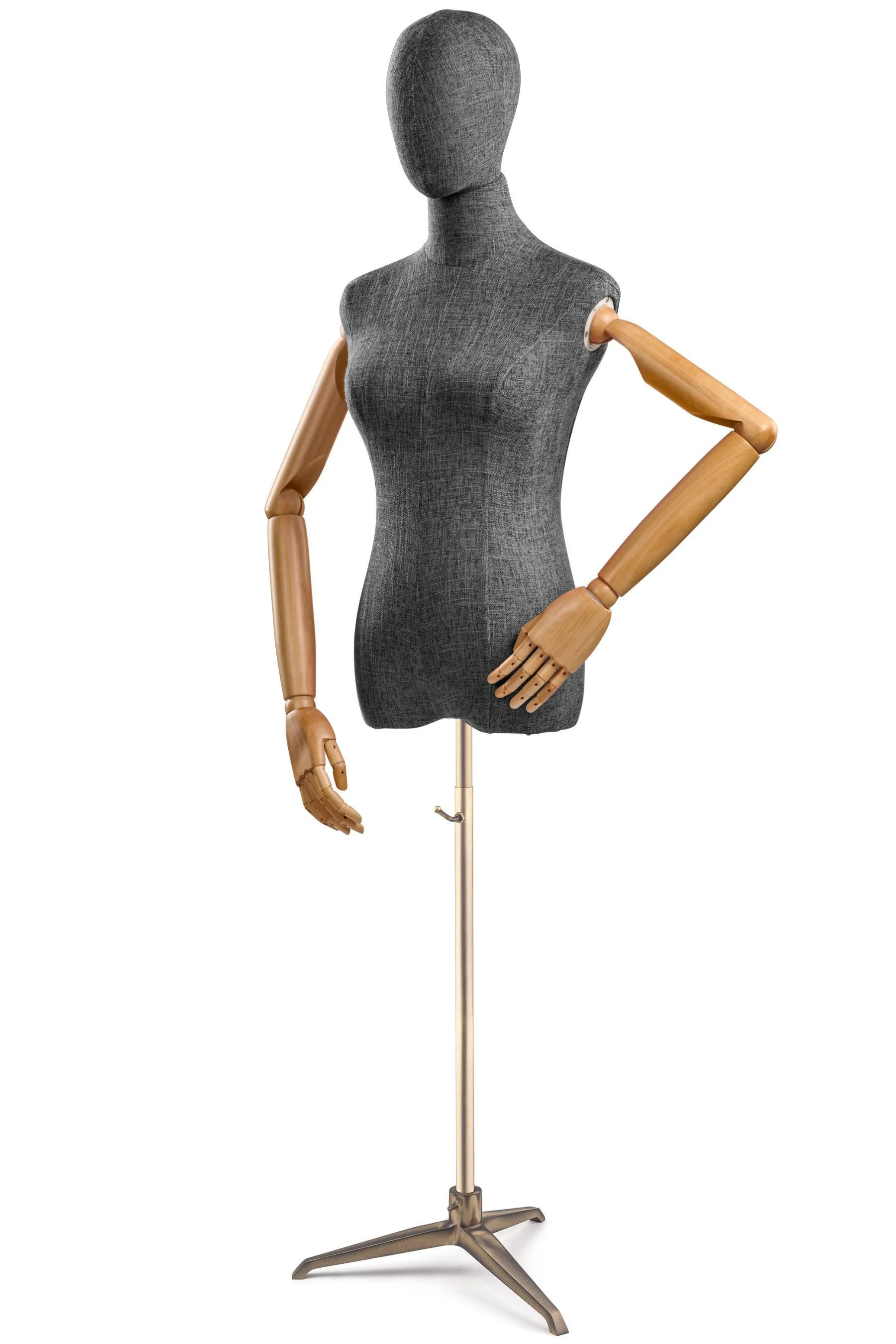 Female Display Dress Form on Metal Tripod Base (Head & Arms Version) - Image 50