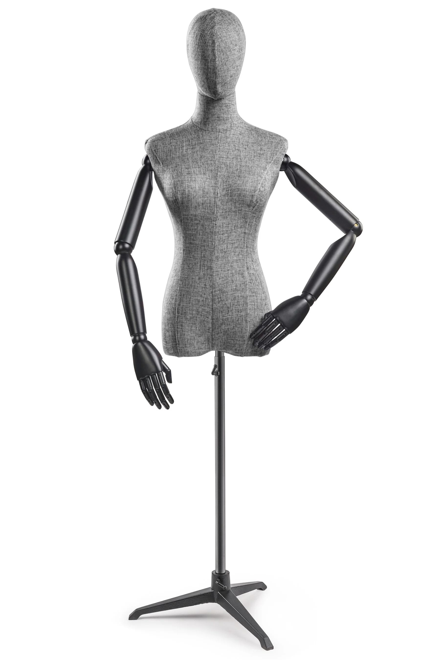 Female Display Dress Form on Metal Tripod Base (Head & Arms Version) - Image 53