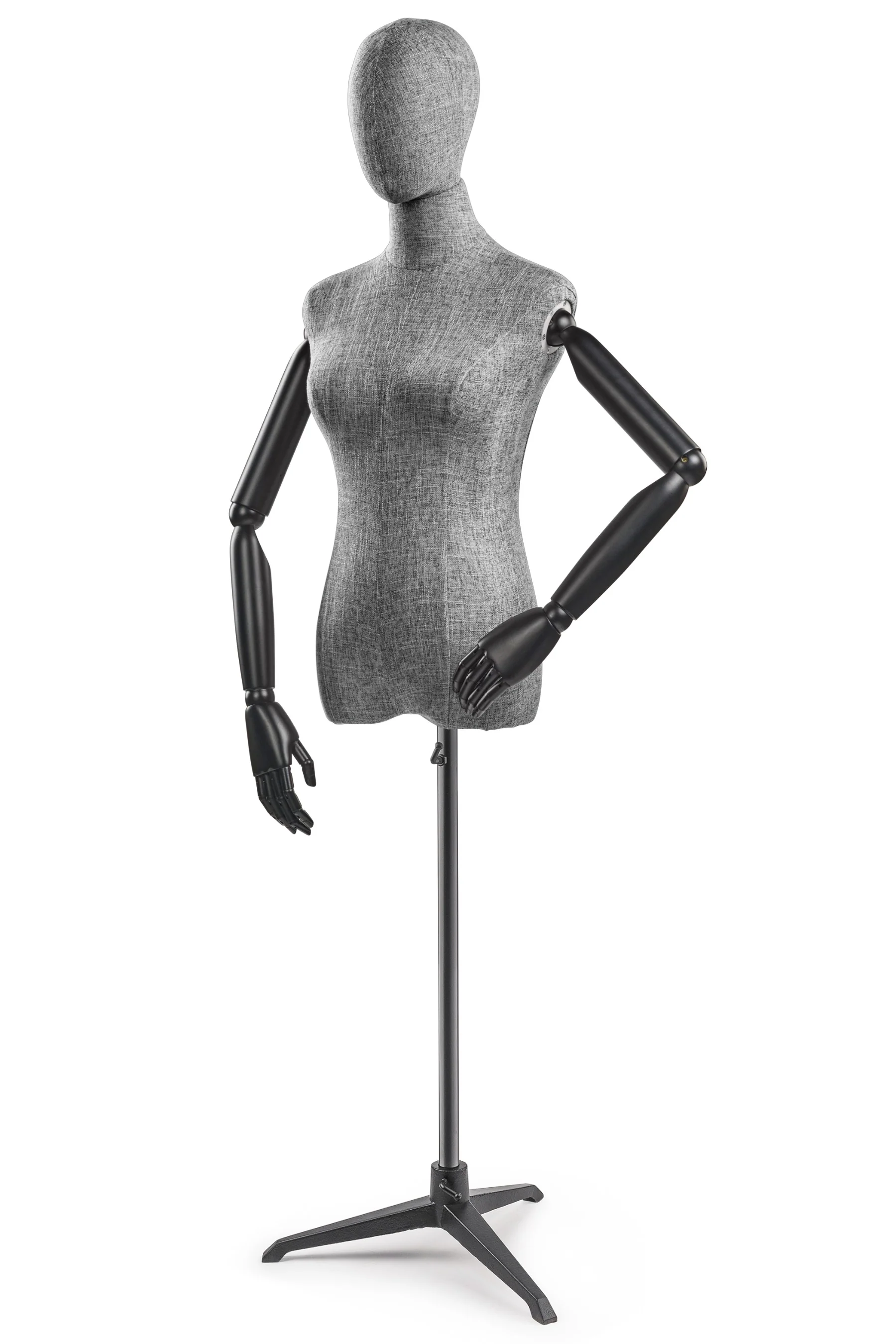 Female Display Dress Form on Metal Tripod Base (Head & Arms Version) - Image 54