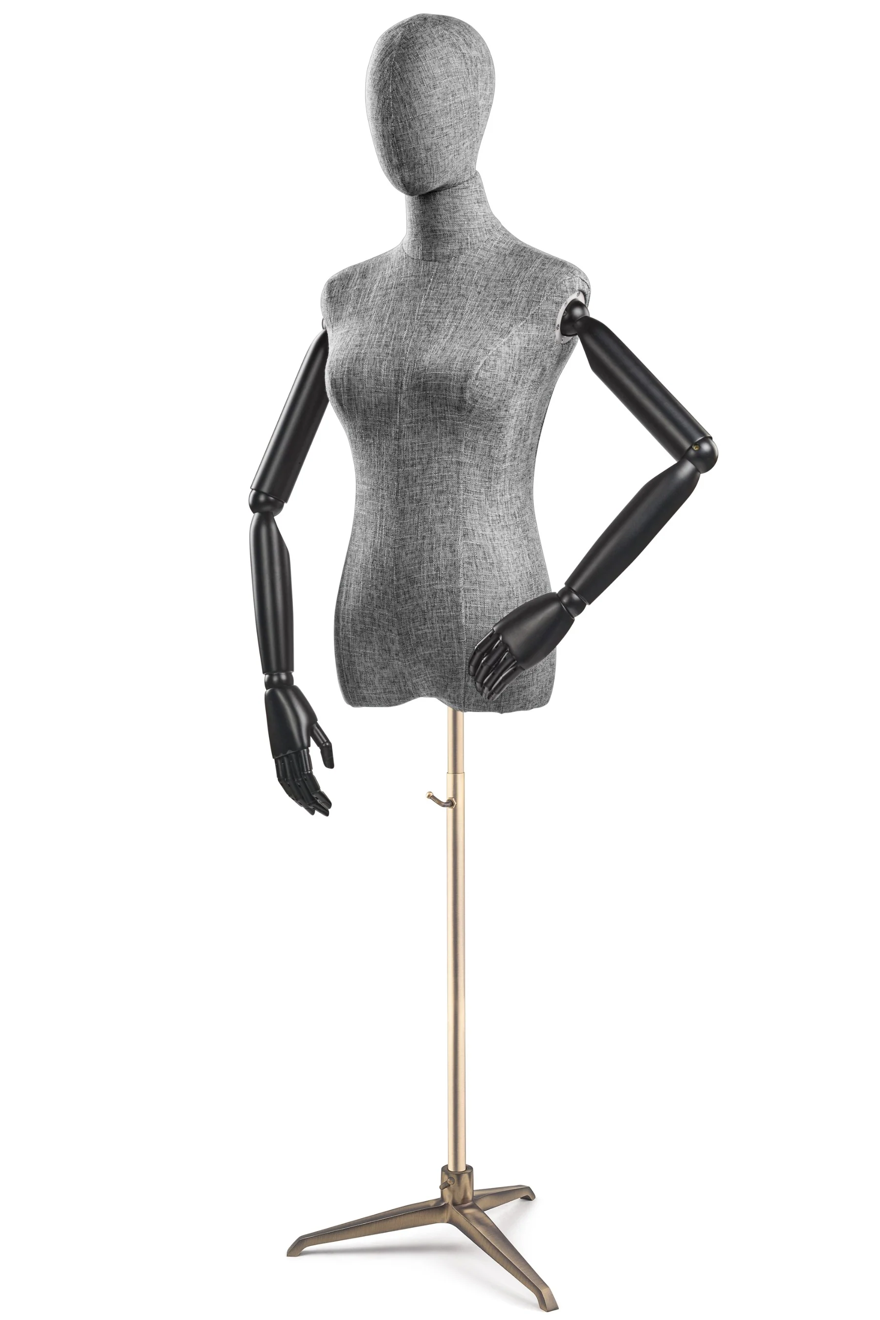 Female Display Dress Form on Metal Tripod Base (Head & Arms Version) - Image 56
