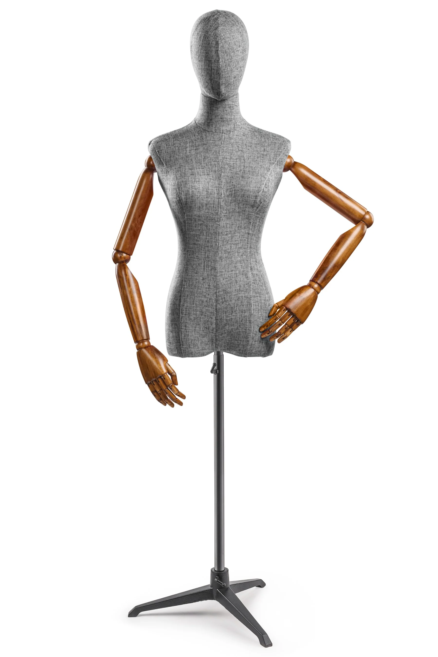Female Display Dress Form on Metal Tripod Base (Head & Arms Version) - Image 59