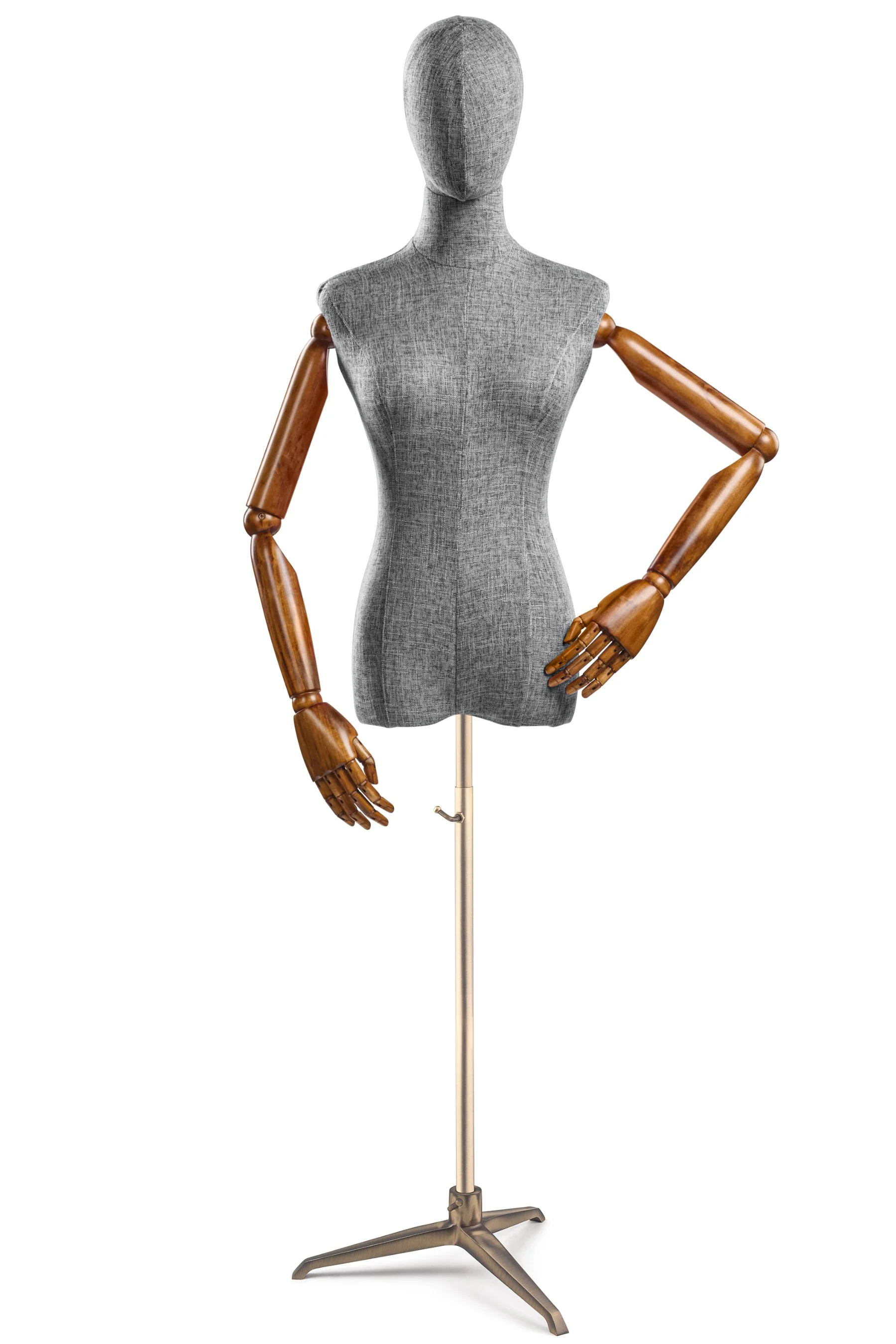 Female Display Dress Form on Metal Tripod Base (Head & Arms Version) - Image 61