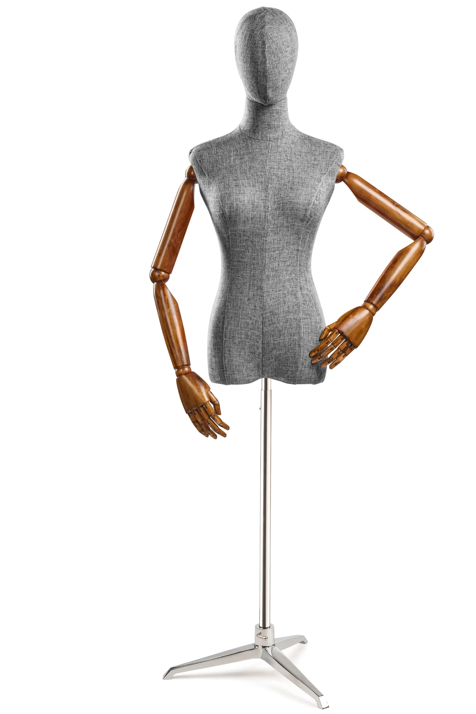 Female Display Dress Form on Metal Tripod Base (Head & Arms Version) - Image 63