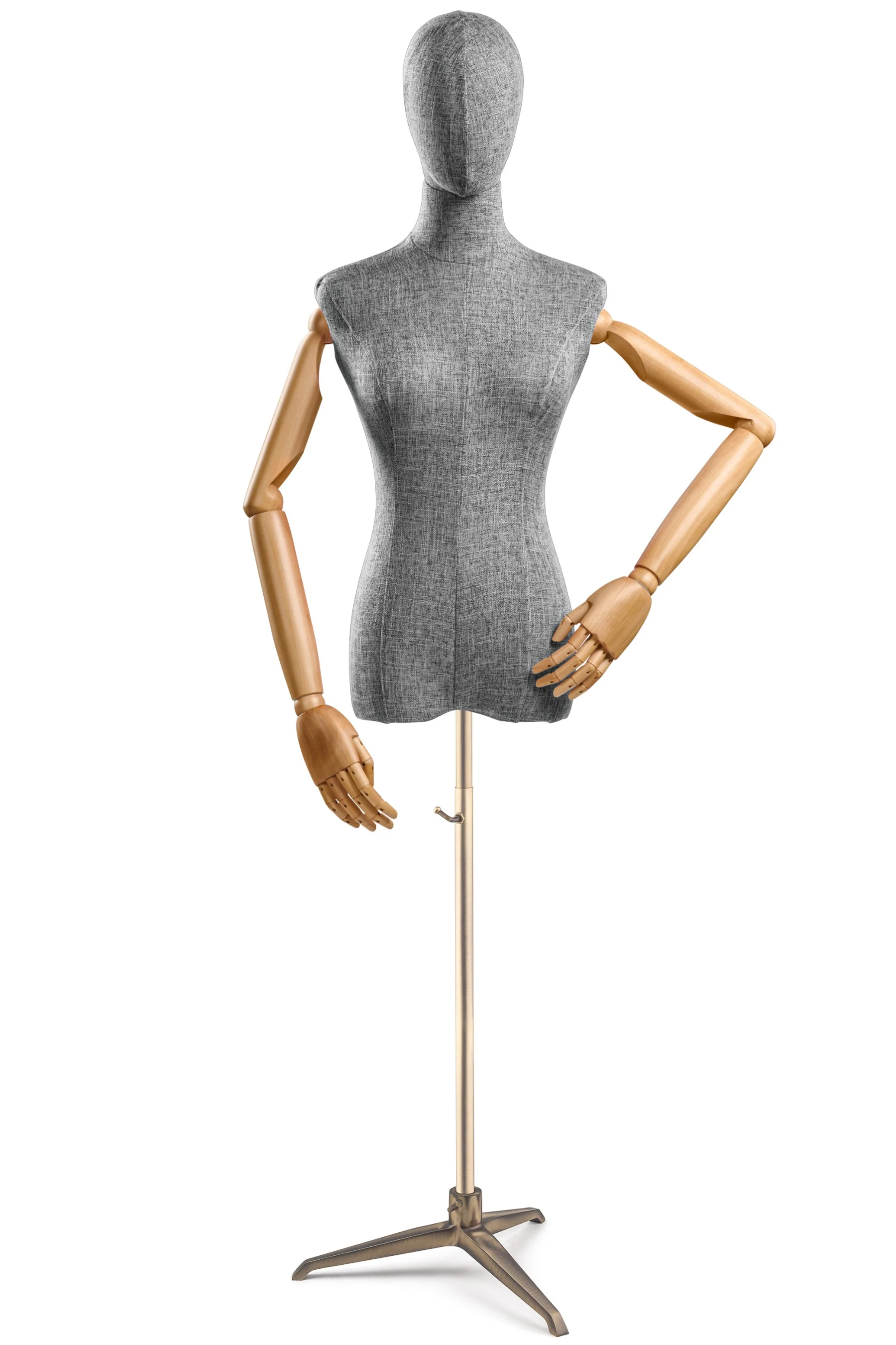 Female Display Dress Form on Metal Tripod Base (Head & Arms Version) - Image 67