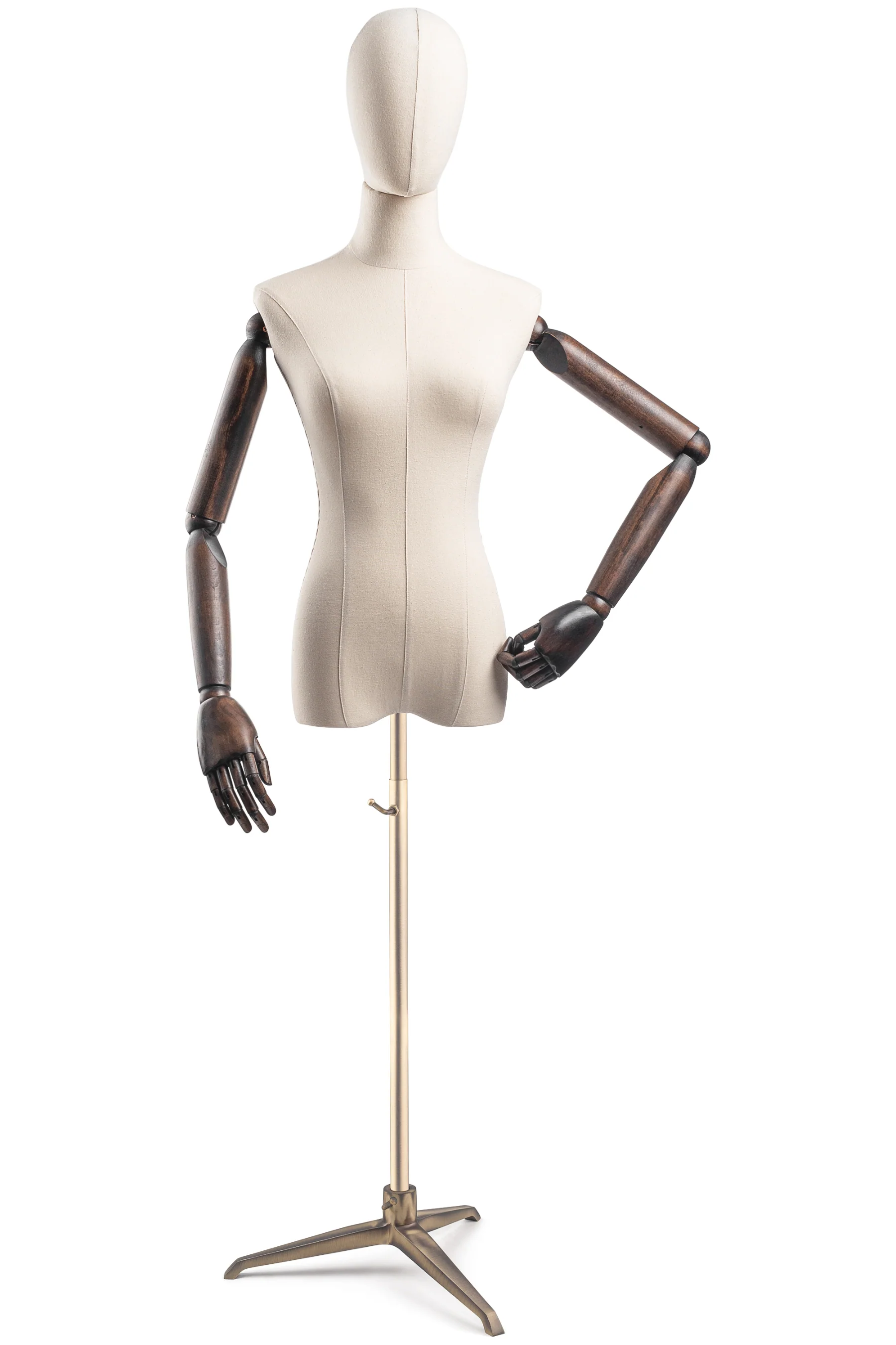 Female Display Dress Form on Metal Tripod Base (Head & Arms Version) - Image 8