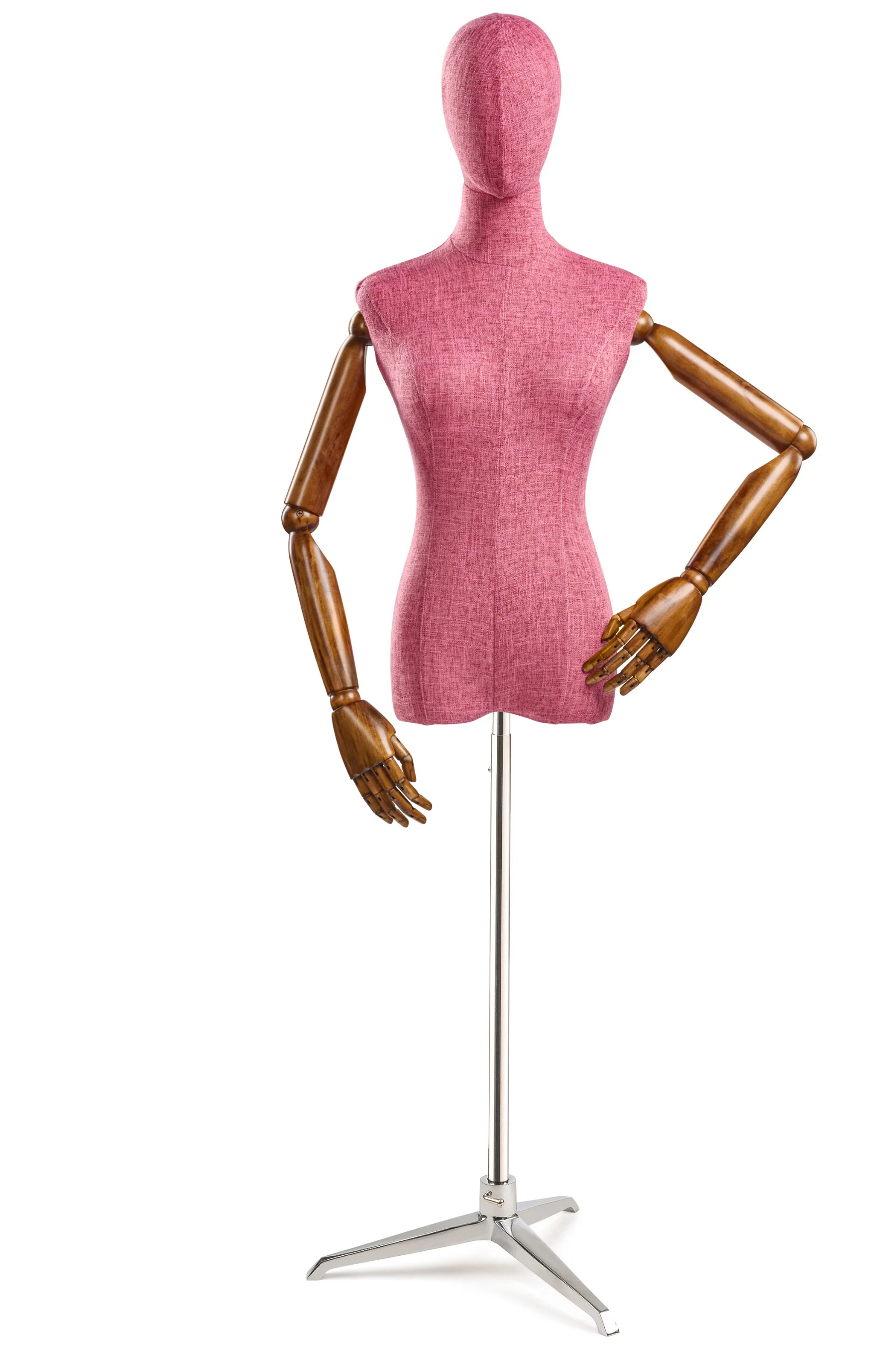 Female Display Dress Form on Metal Tripod Base (Head & Arms Version) - Image 81