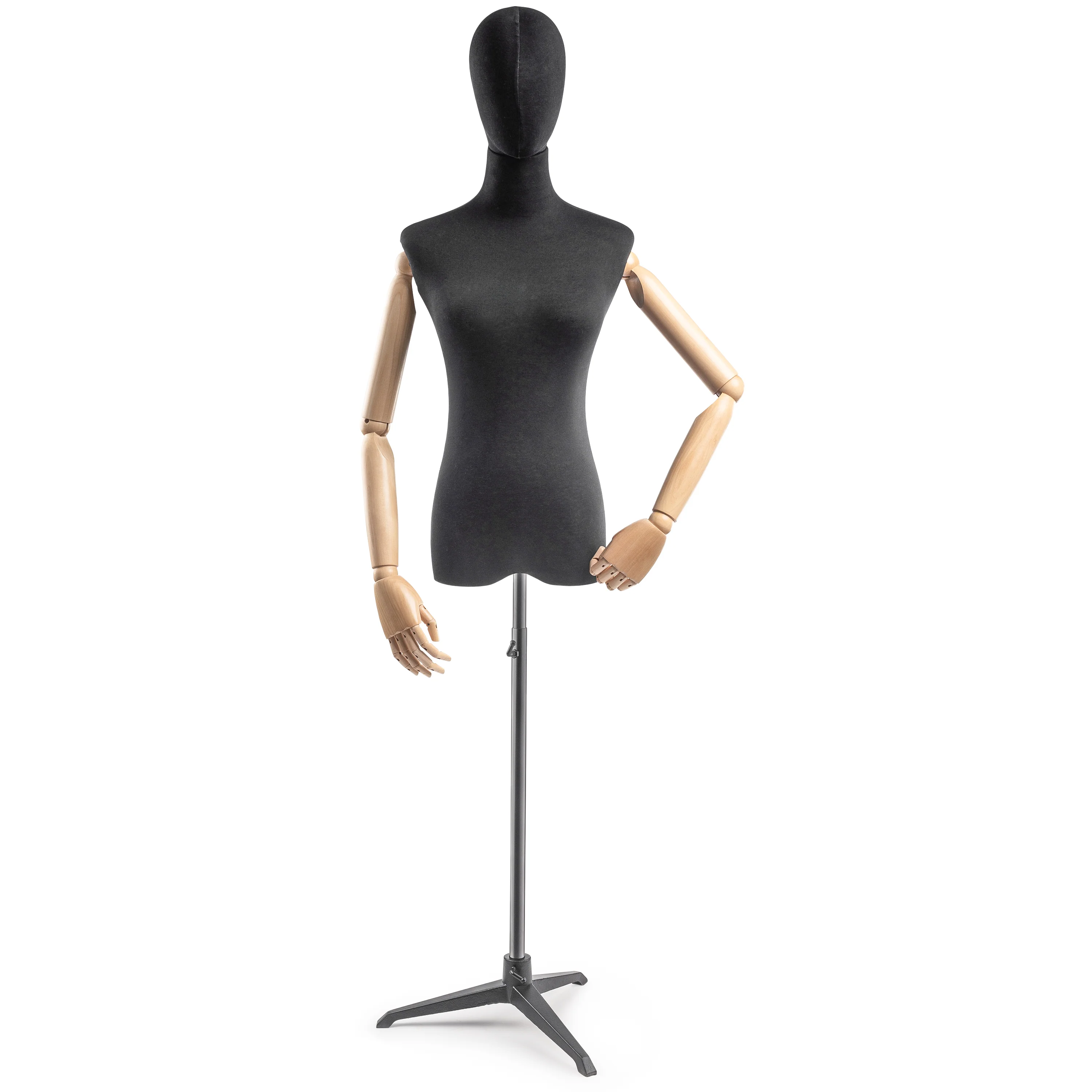 Female Display Dress Form on Metal Tripod Base (Head & Arms Version) - Image 90