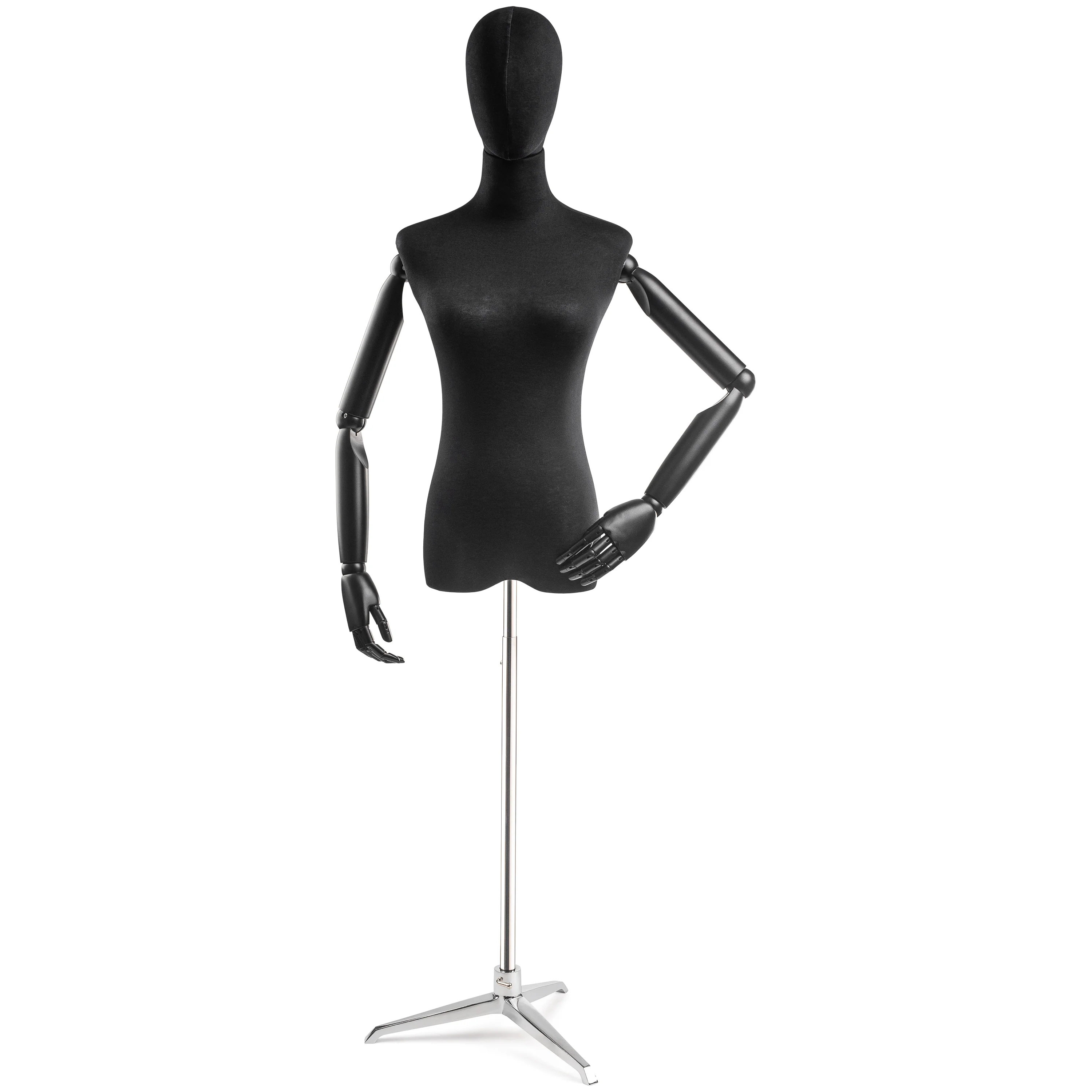 Female Display Dress Form on Metal Tripod Base (Head & Arms Version) - Image 95