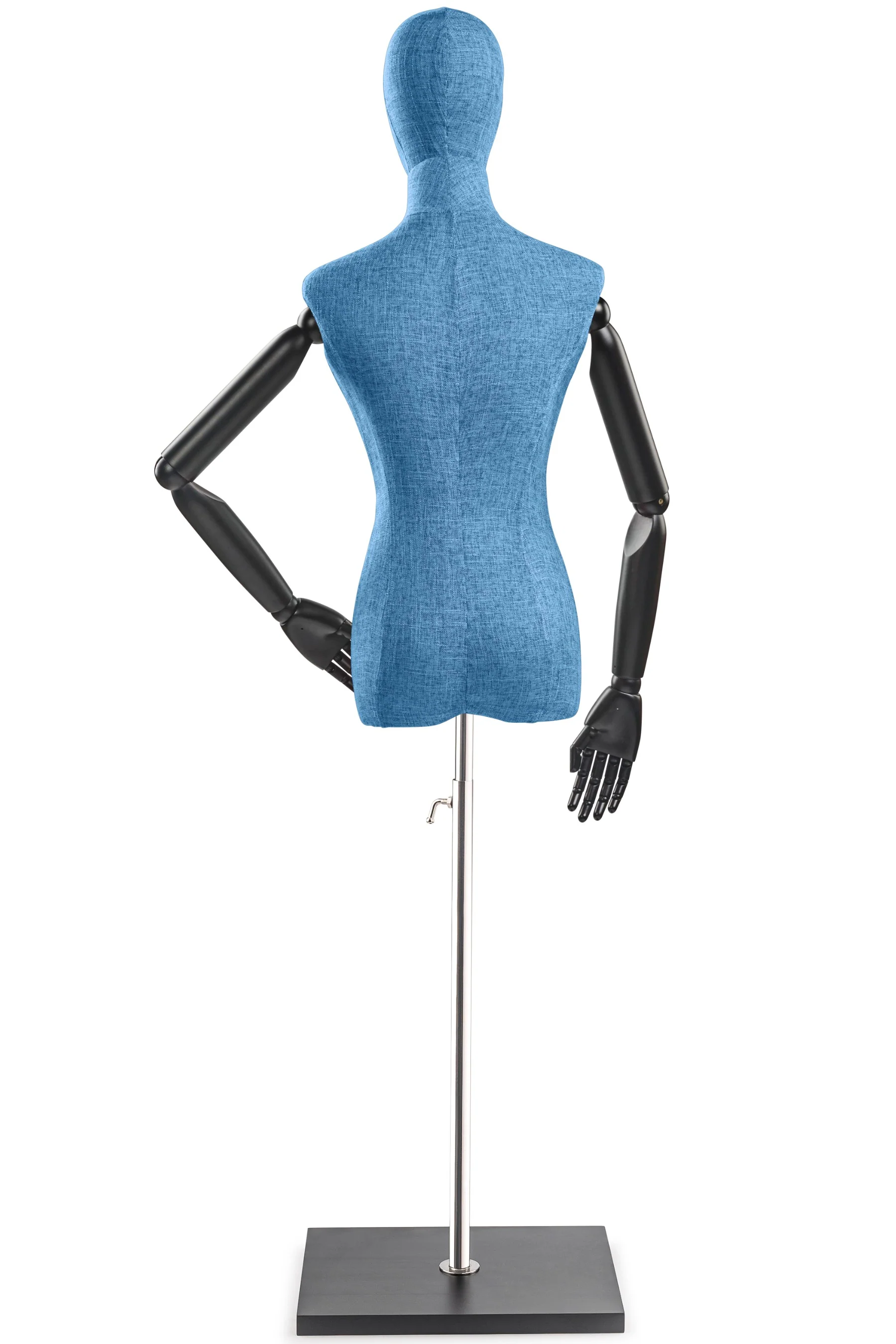 Female Display Dress Form on Wood Flat Base (Head & Arms Version) - Image 31