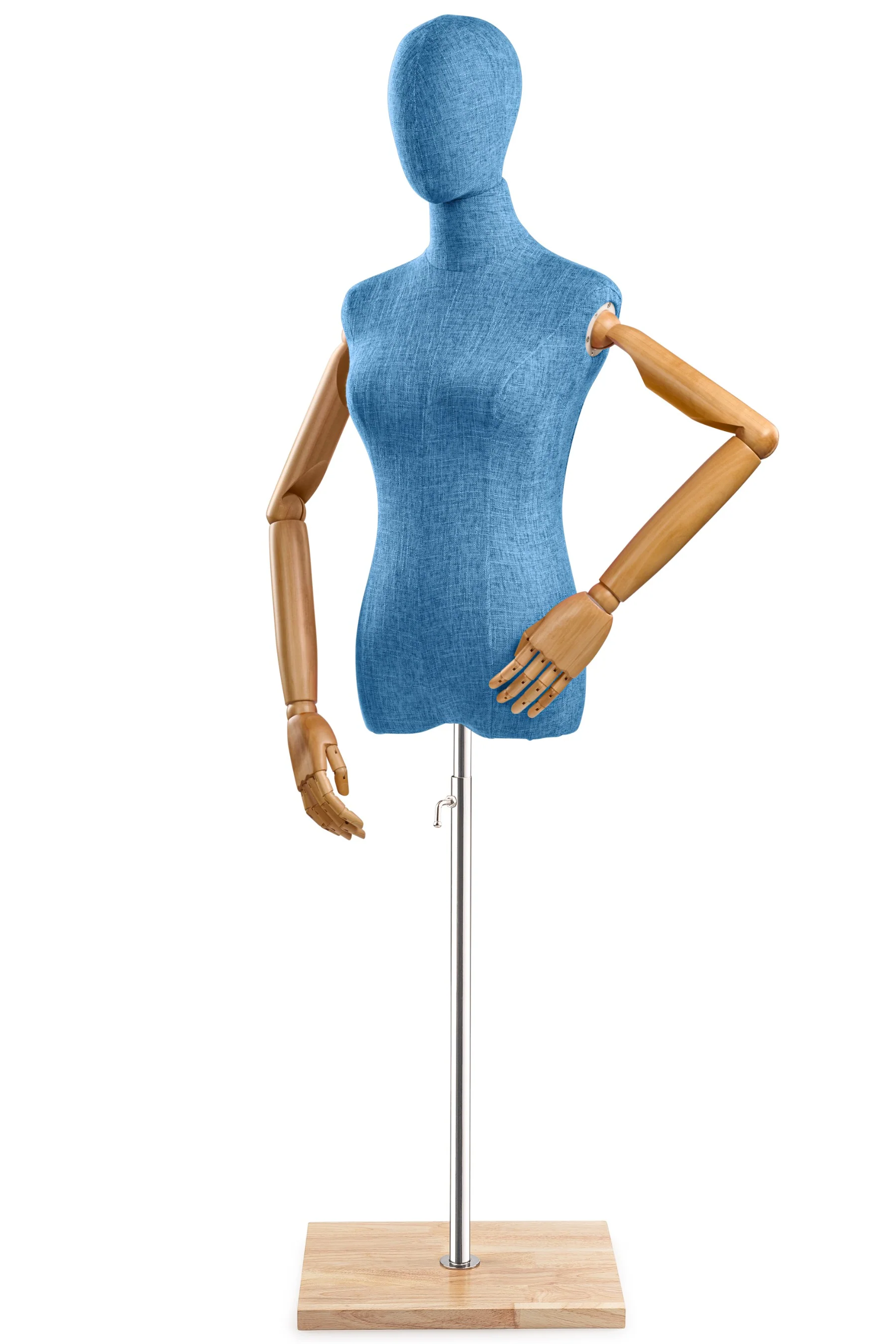 Female Display Dress Form on Wood Flat Base (Head & Arms Version) - Image 39