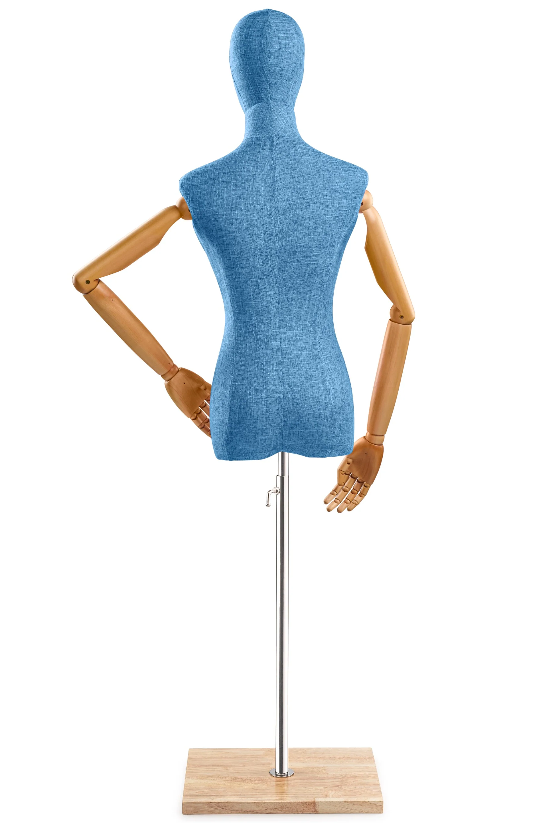 Female Display Dress Form on Wood Flat Base (Head & Arms Version) - Image 41
