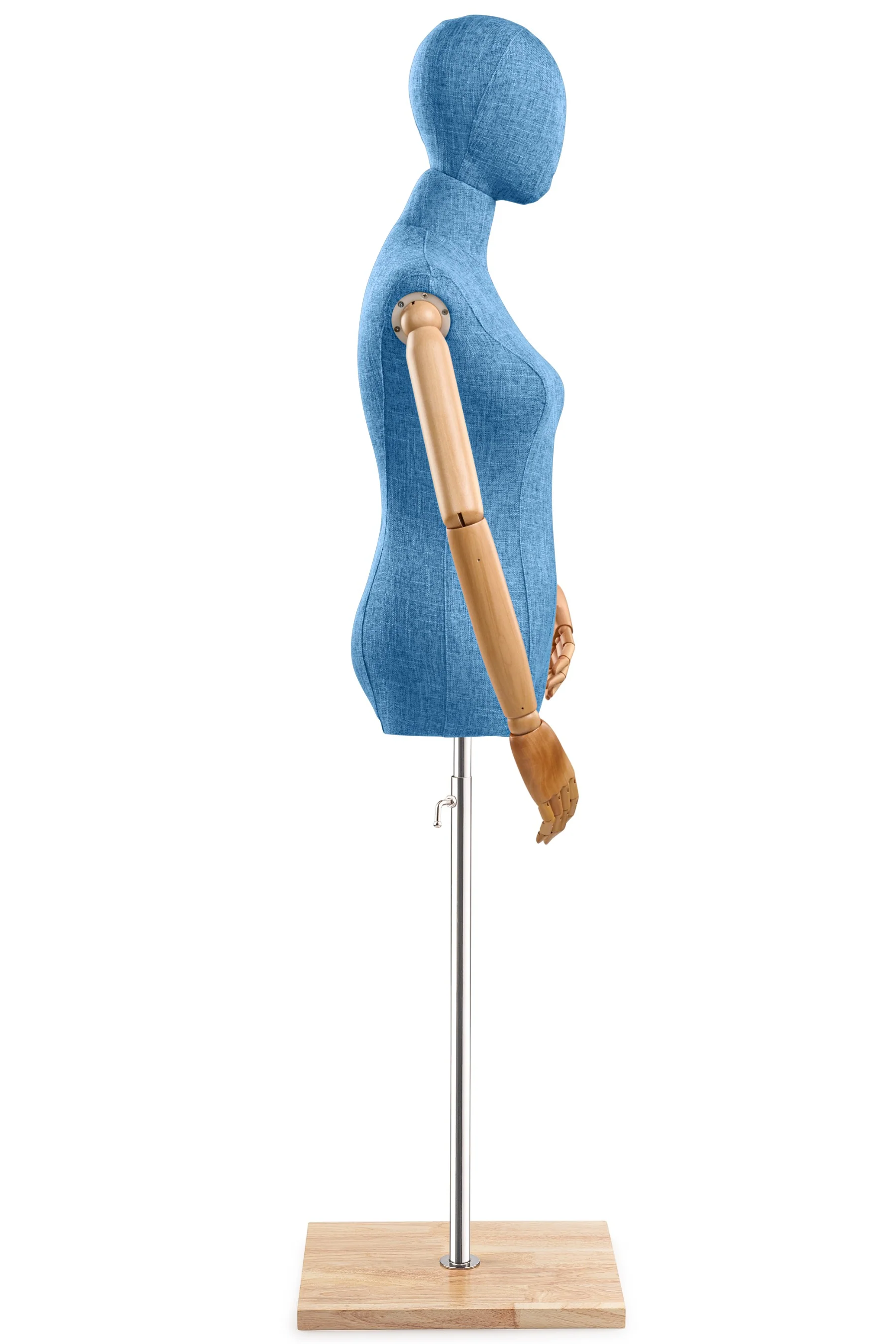 Female Display Dress Form on Wood Flat Base (Head & Arms Version) - Image 42