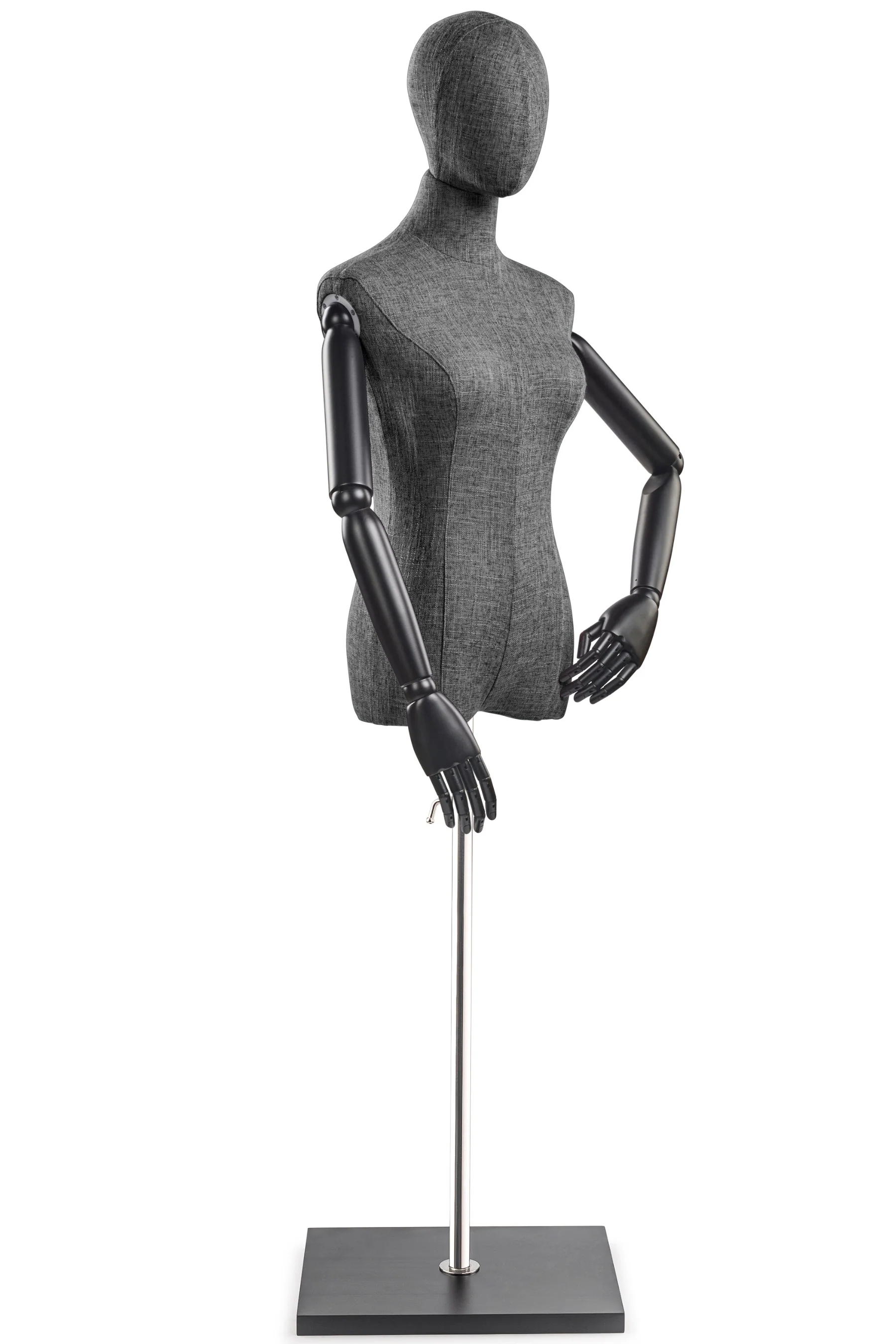 Female Display Dress Form on Wood Flat Base (Head & Arms Version) - Image 45