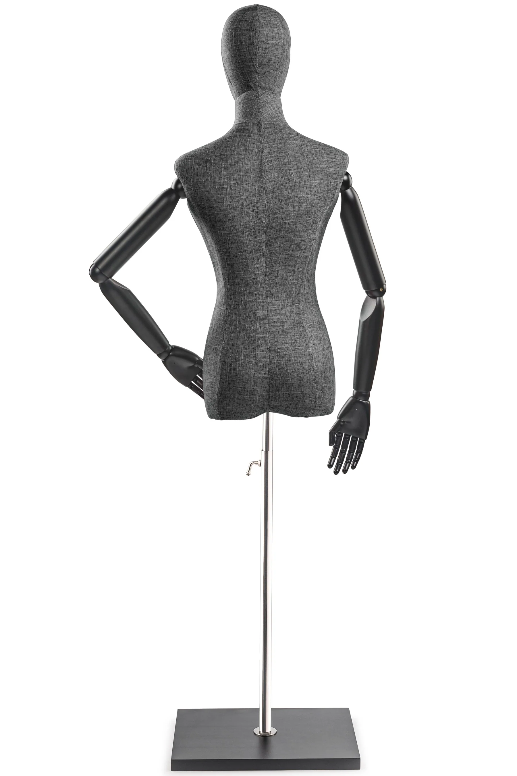 Female Display Dress Form on Wood Flat Base (Head & Arms Version) - Image 46