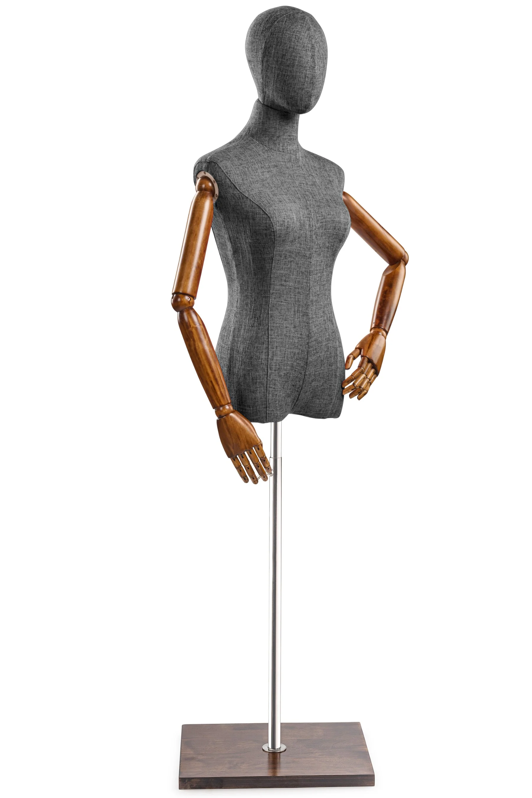Female Display Dress Form on Wood Flat Base (Head & Arms Version) - Image 50