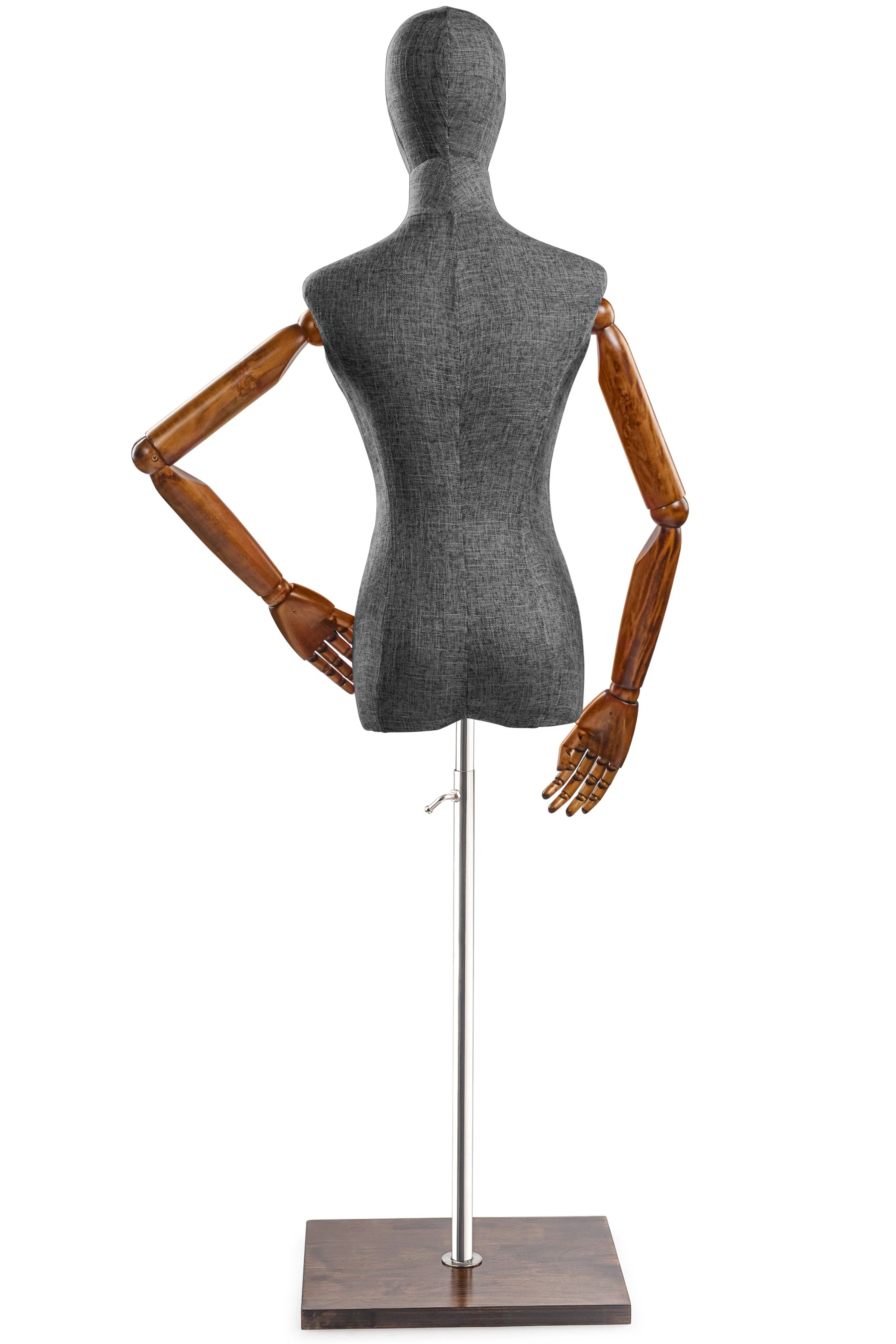 Female Display Dress Form on Wood Flat Base (Head & Arms Version) - Image 51