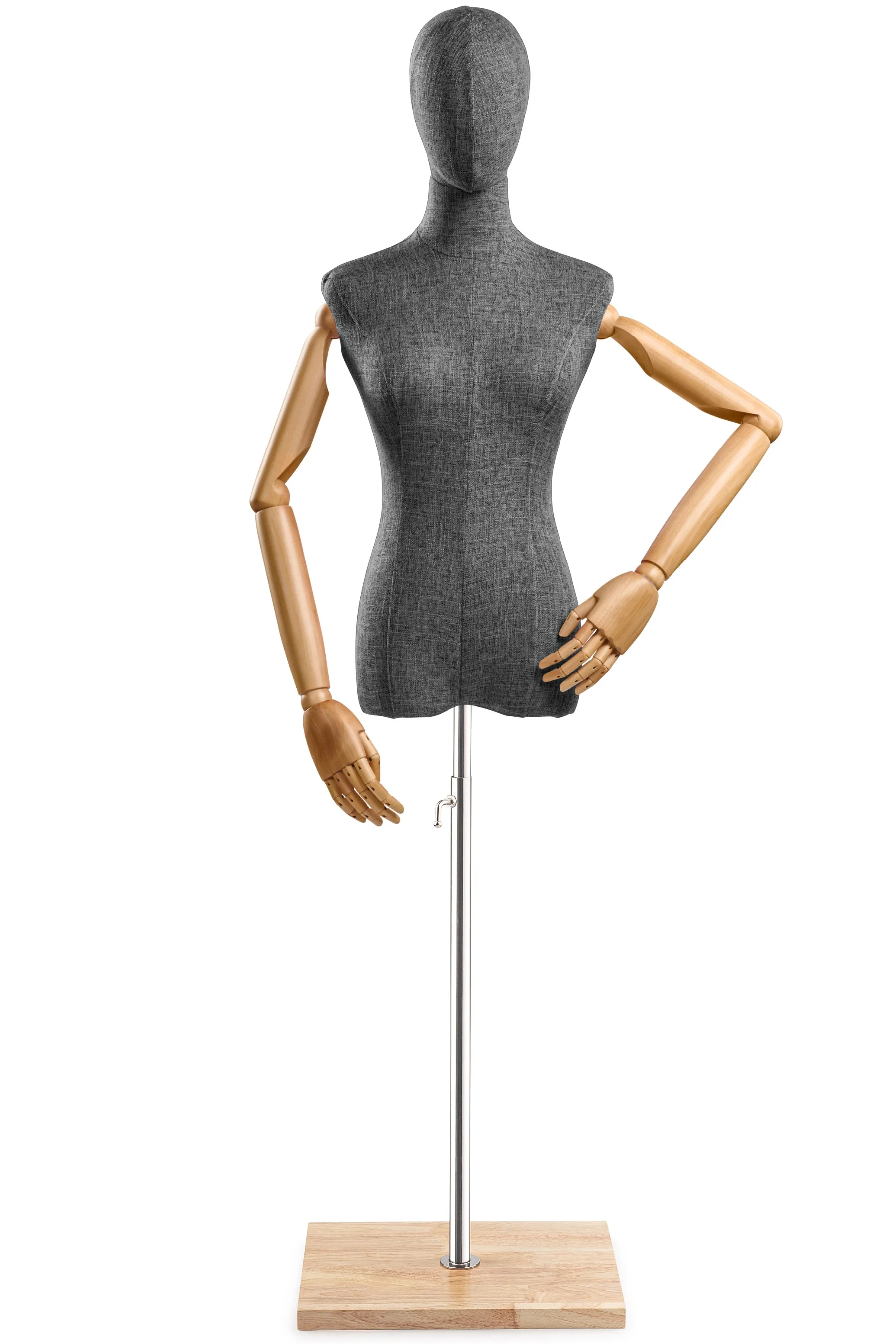 Female Display Dress Form on Wood Flat Base (Head & Arms Version) - Image 53