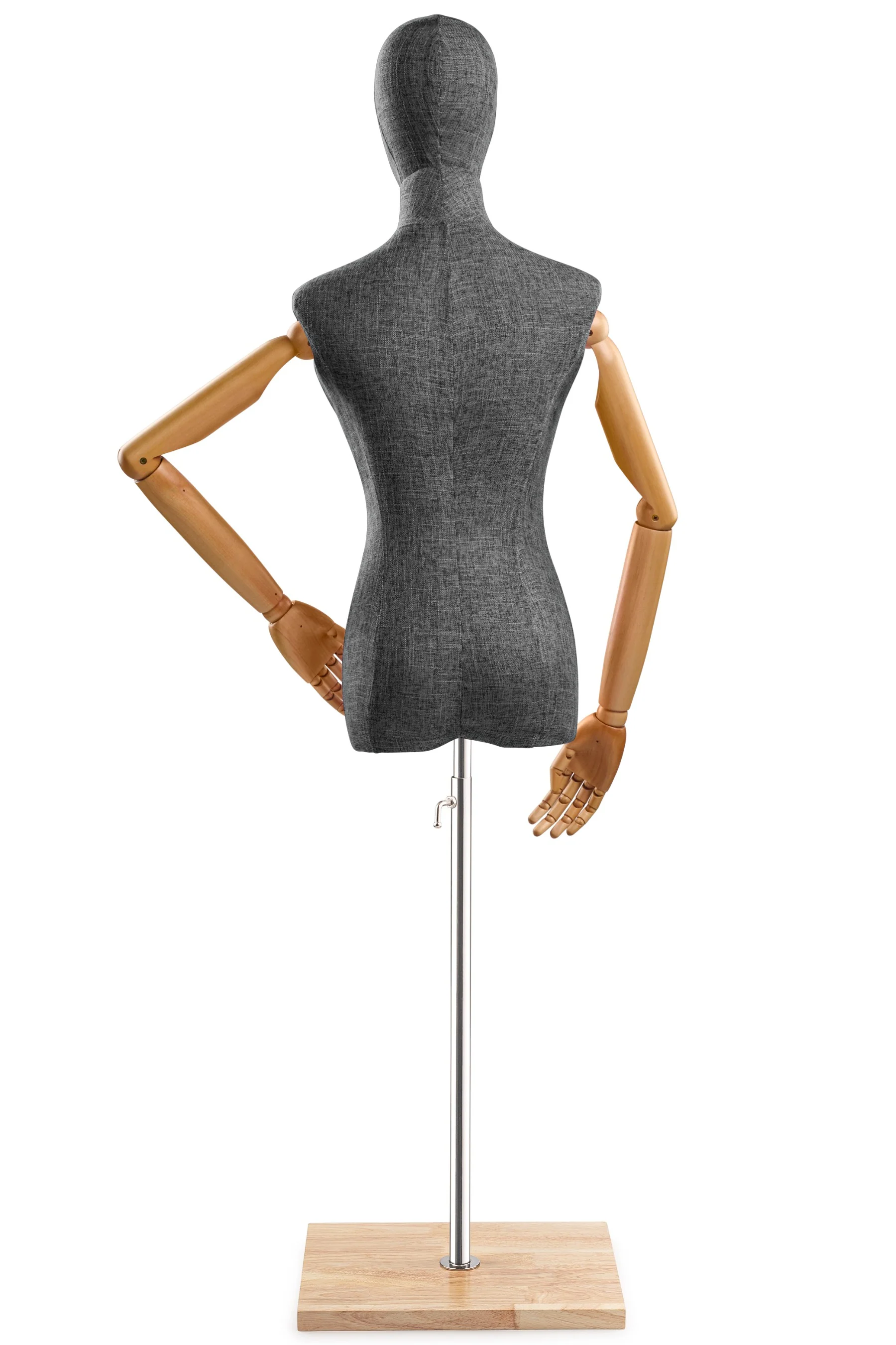 Female Display Dress Form on Wood Flat Base (Head & Arms Version) - Image 56