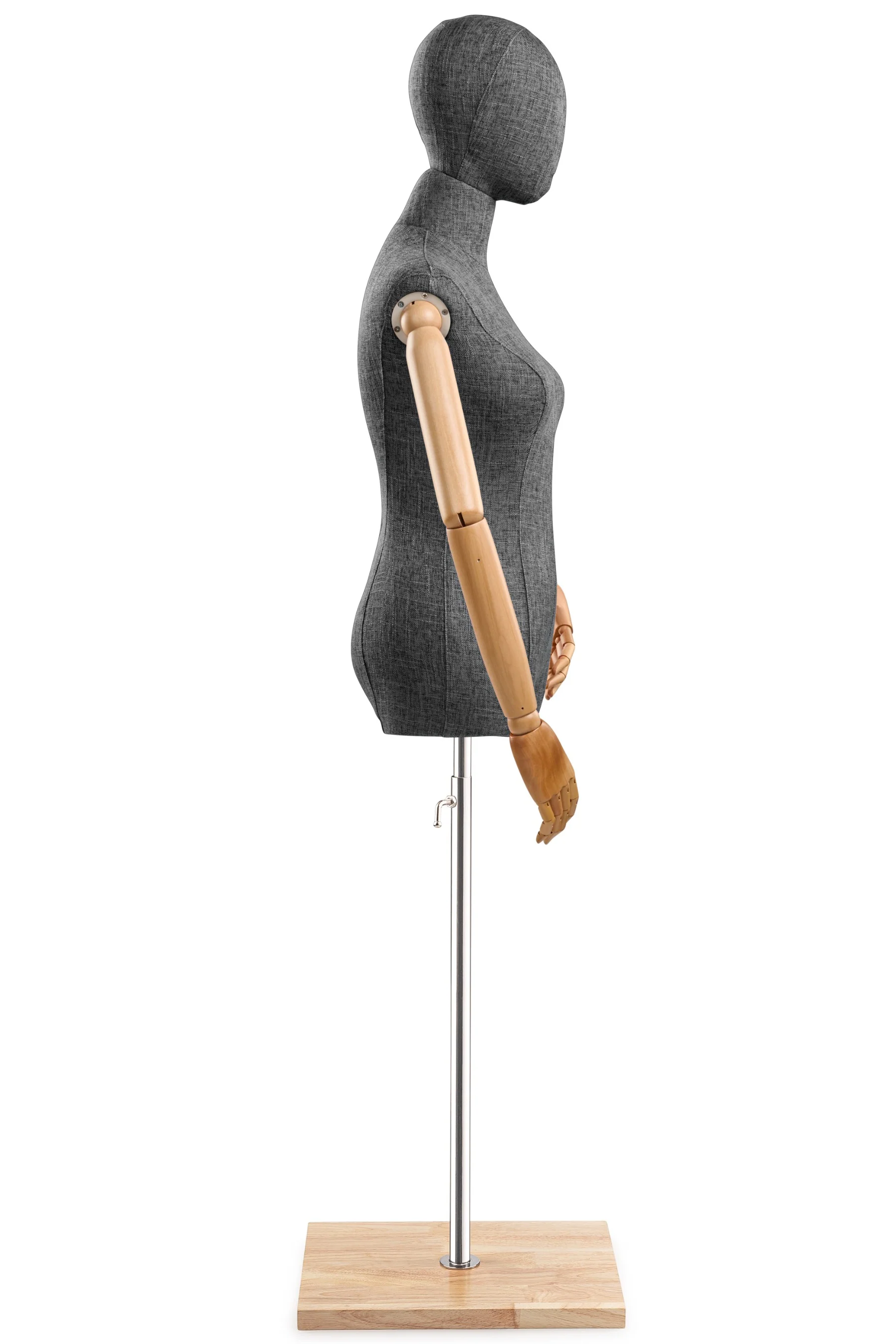 Female Display Dress Form on Wood Flat Base (Head & Arms Version) - Image 57