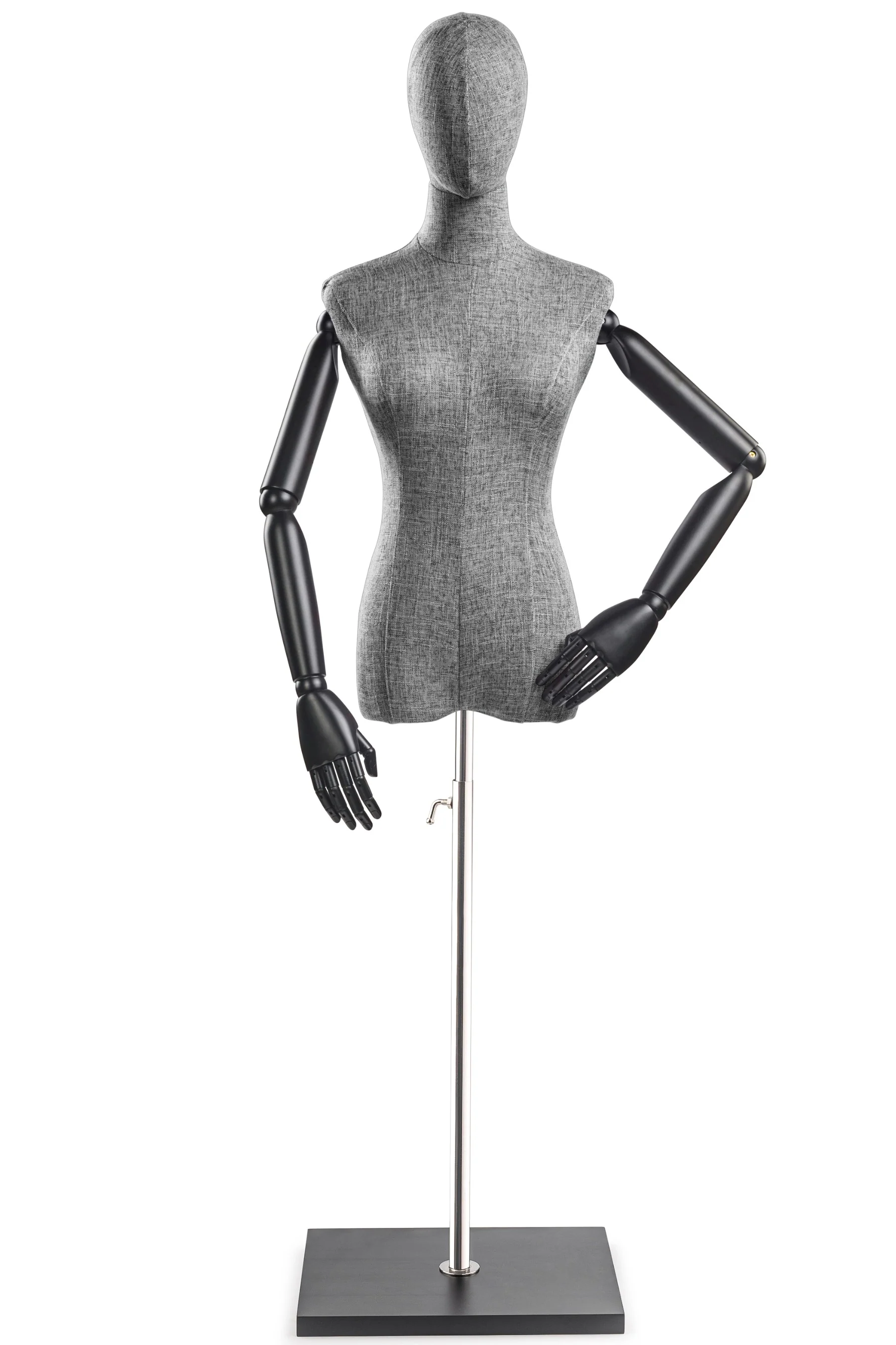 Female Display Dress Form on Wood Flat Base (Head & Arms Version) - Image 58