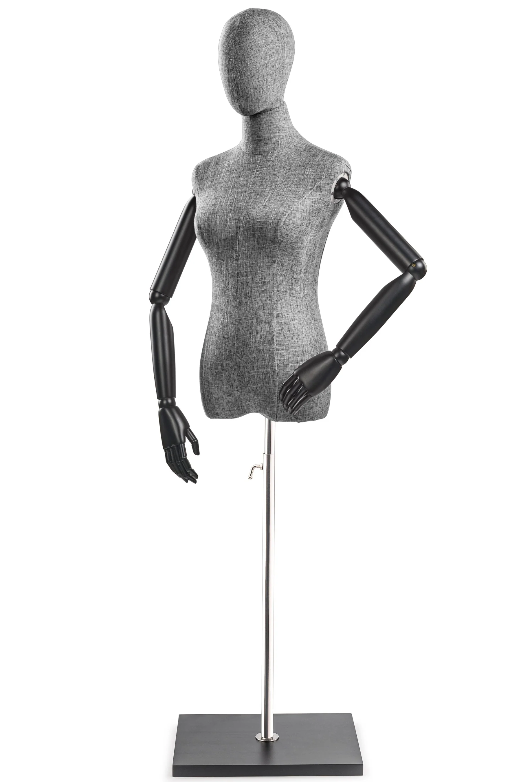 Female Display Dress Form on Wood Flat Base (Head & Arms Version) - Image 59