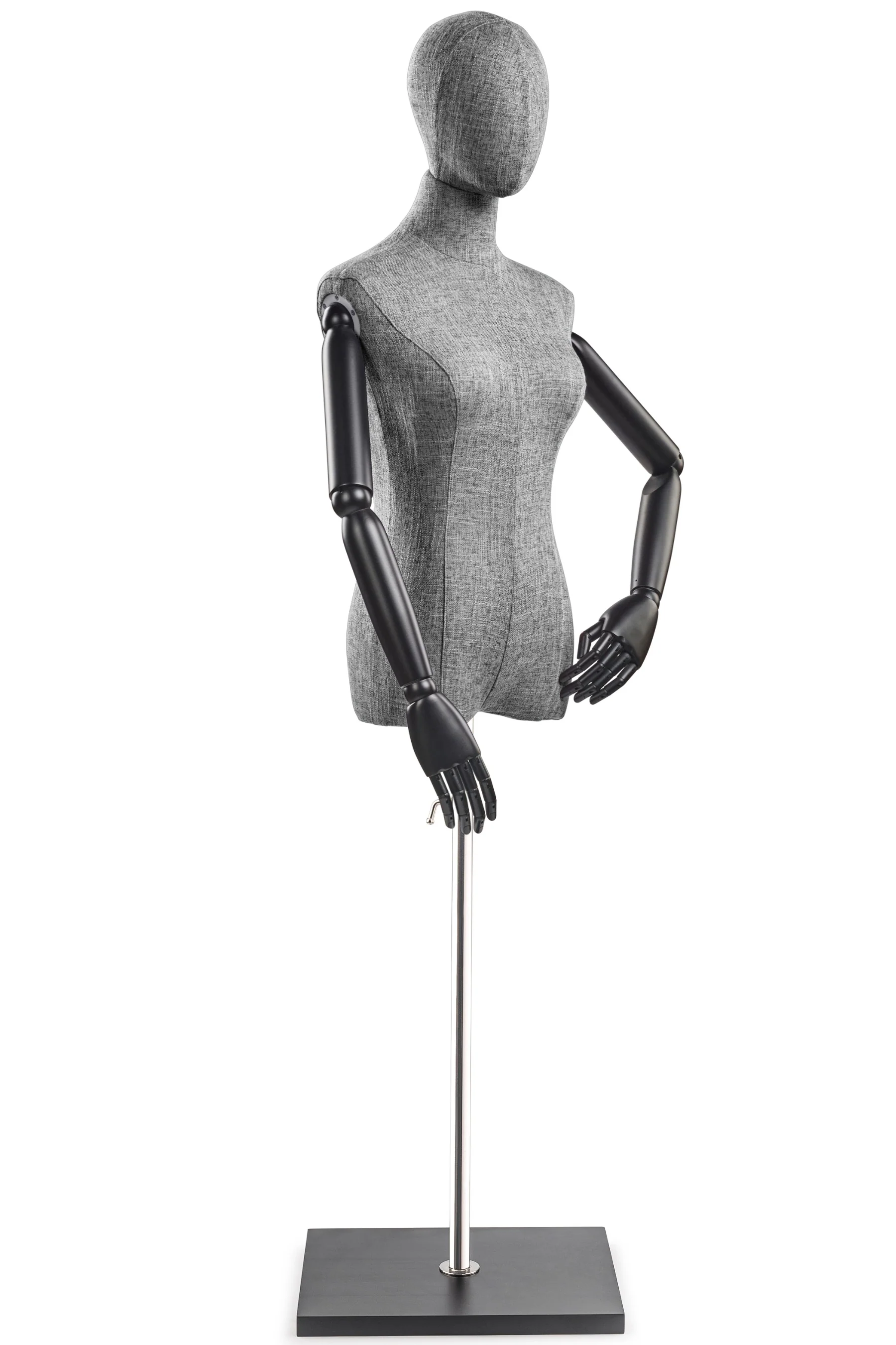 Female Display Dress Form on Wood Flat Base (Head & Arms Version) - Image 60