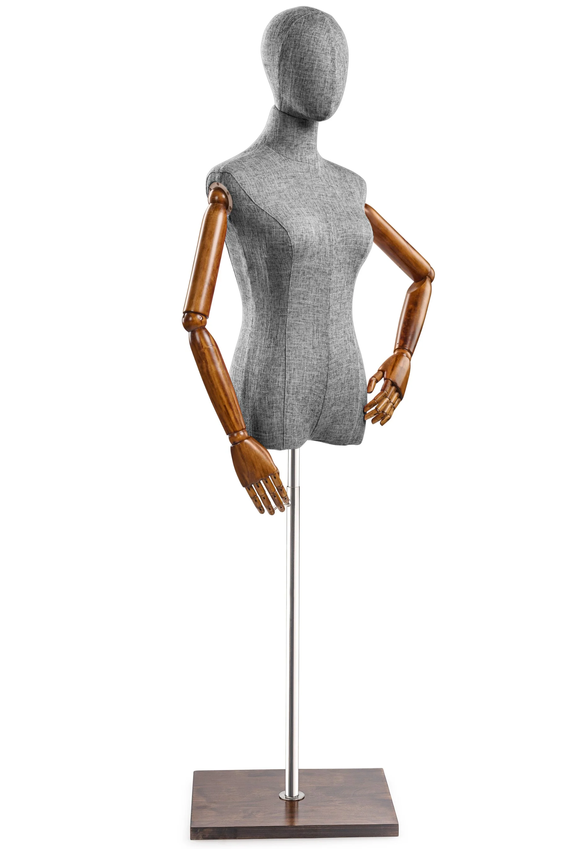 Female Display Dress Form on Wood Flat Base (Head & Arms Version) - Image 65