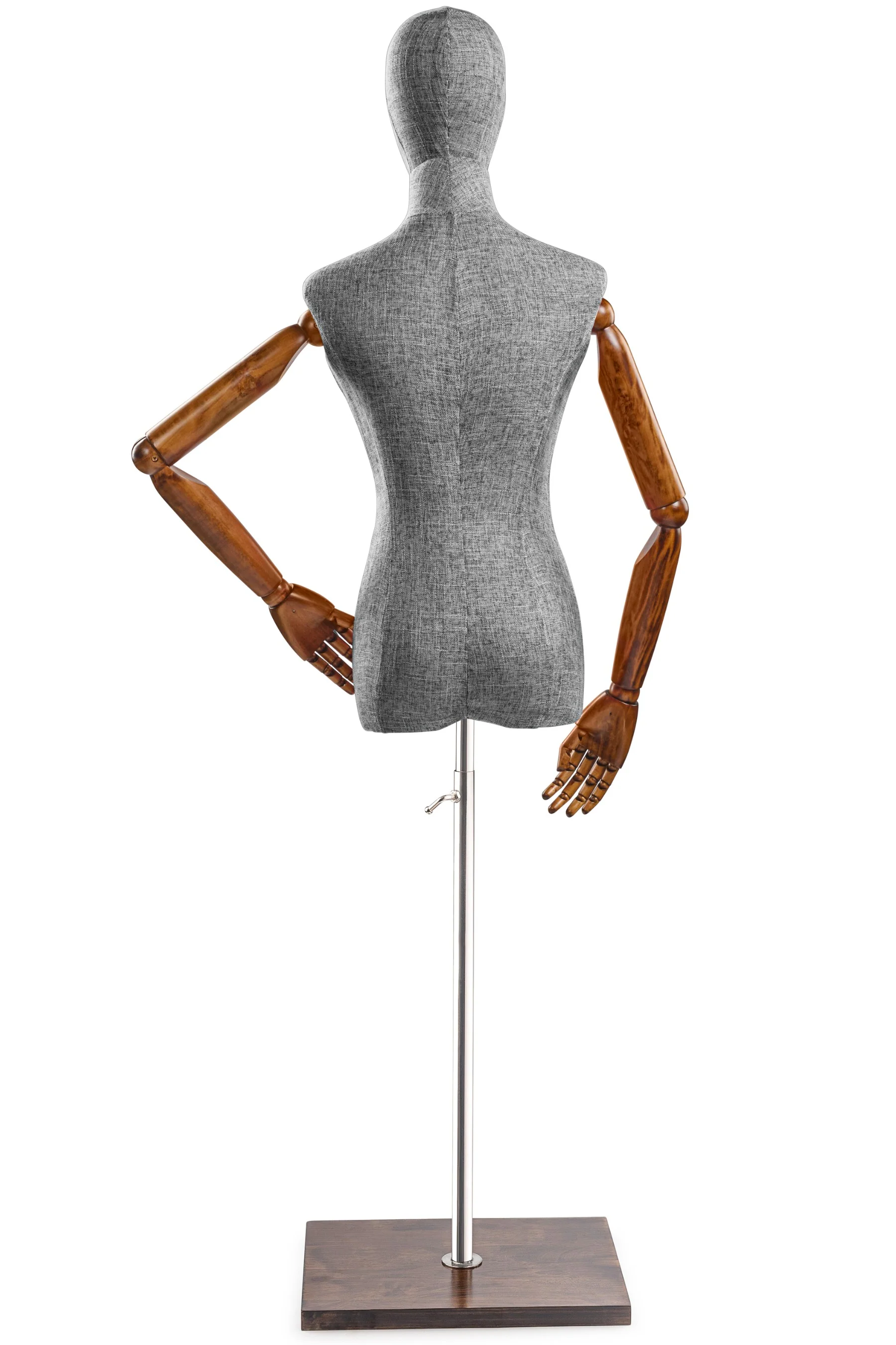 Female Display Dress Form on Wood Flat Base (Head & Arms Version) - Image 66