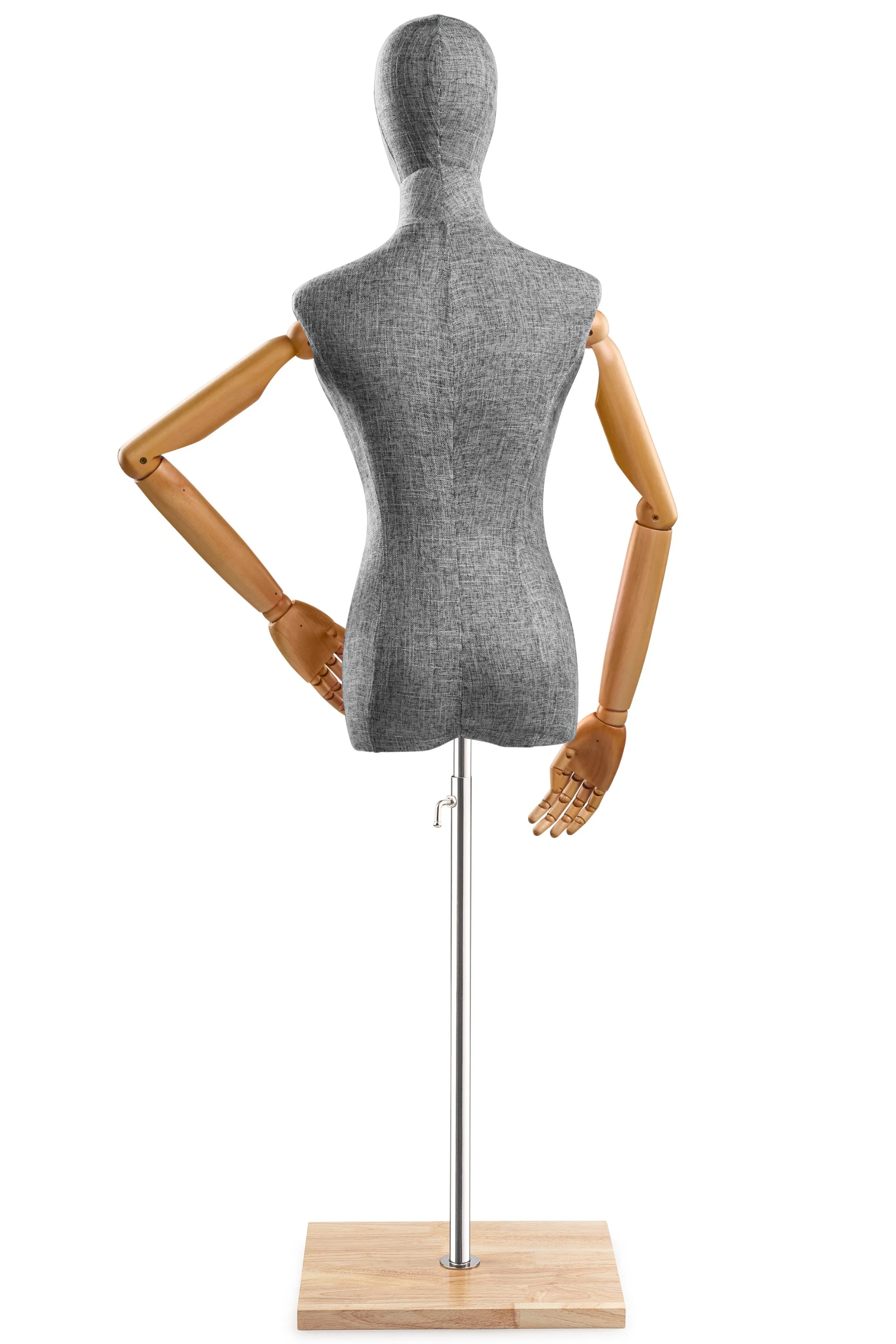 Female Display Dress Form on Wood Flat Base (Head & Arms Version) - Image 71
