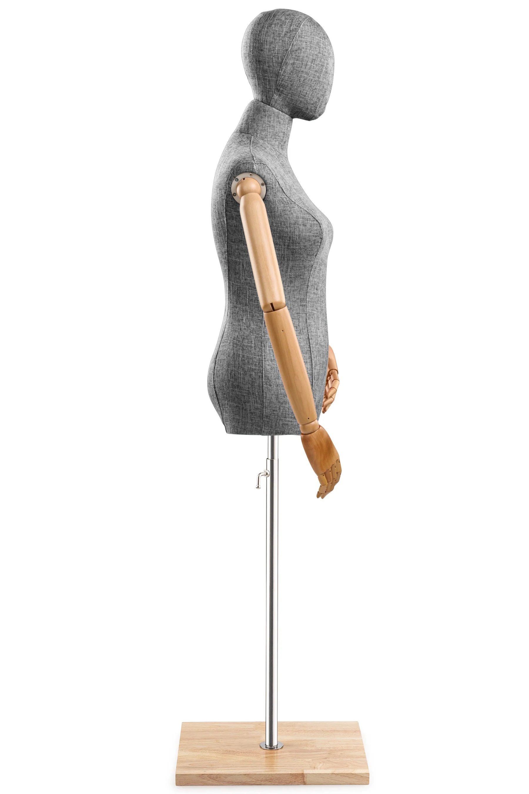 Female Display Dress Form on Wood Flat Base (Head & Arms Version) - Image 72
