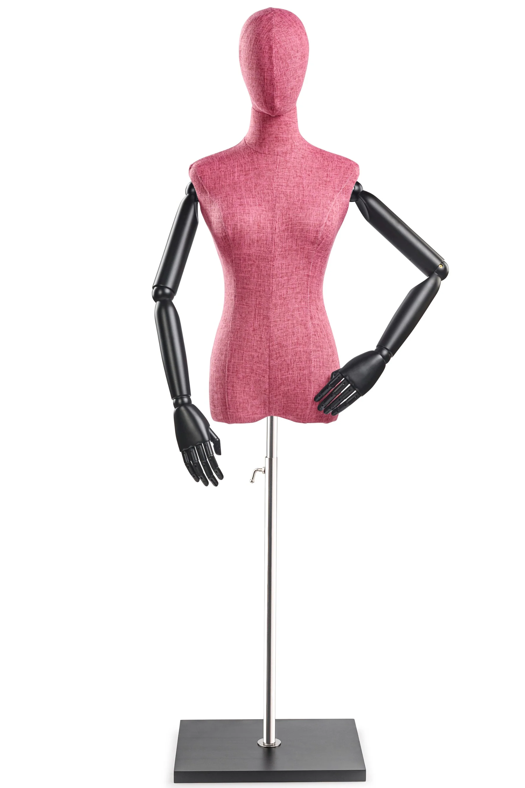 Female Display Dress Form on Wood Flat Base (Head & Arms Version) - Image 73