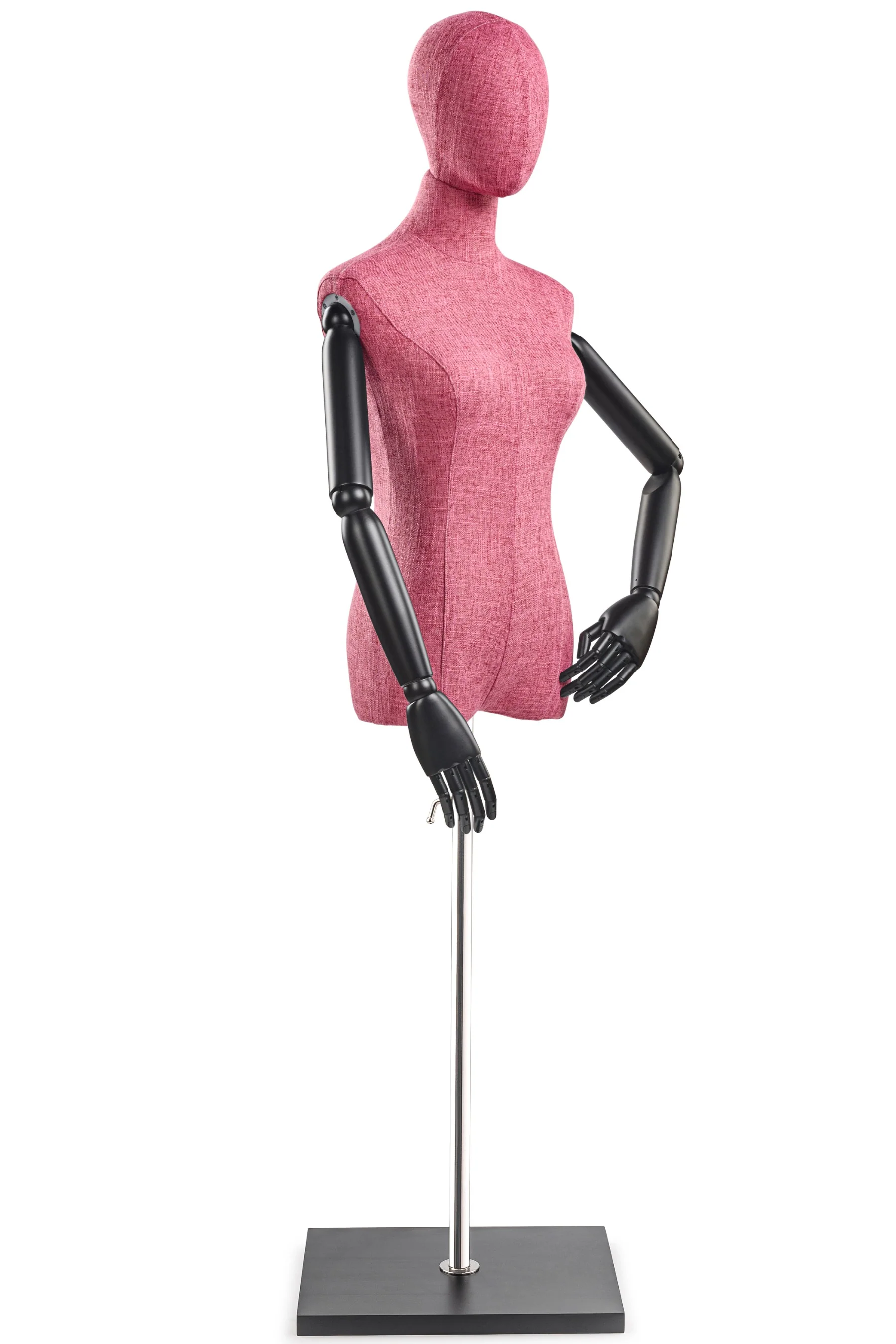 Female Display Dress Form on Wood Flat Base (Head & Arms Version) - Image 75