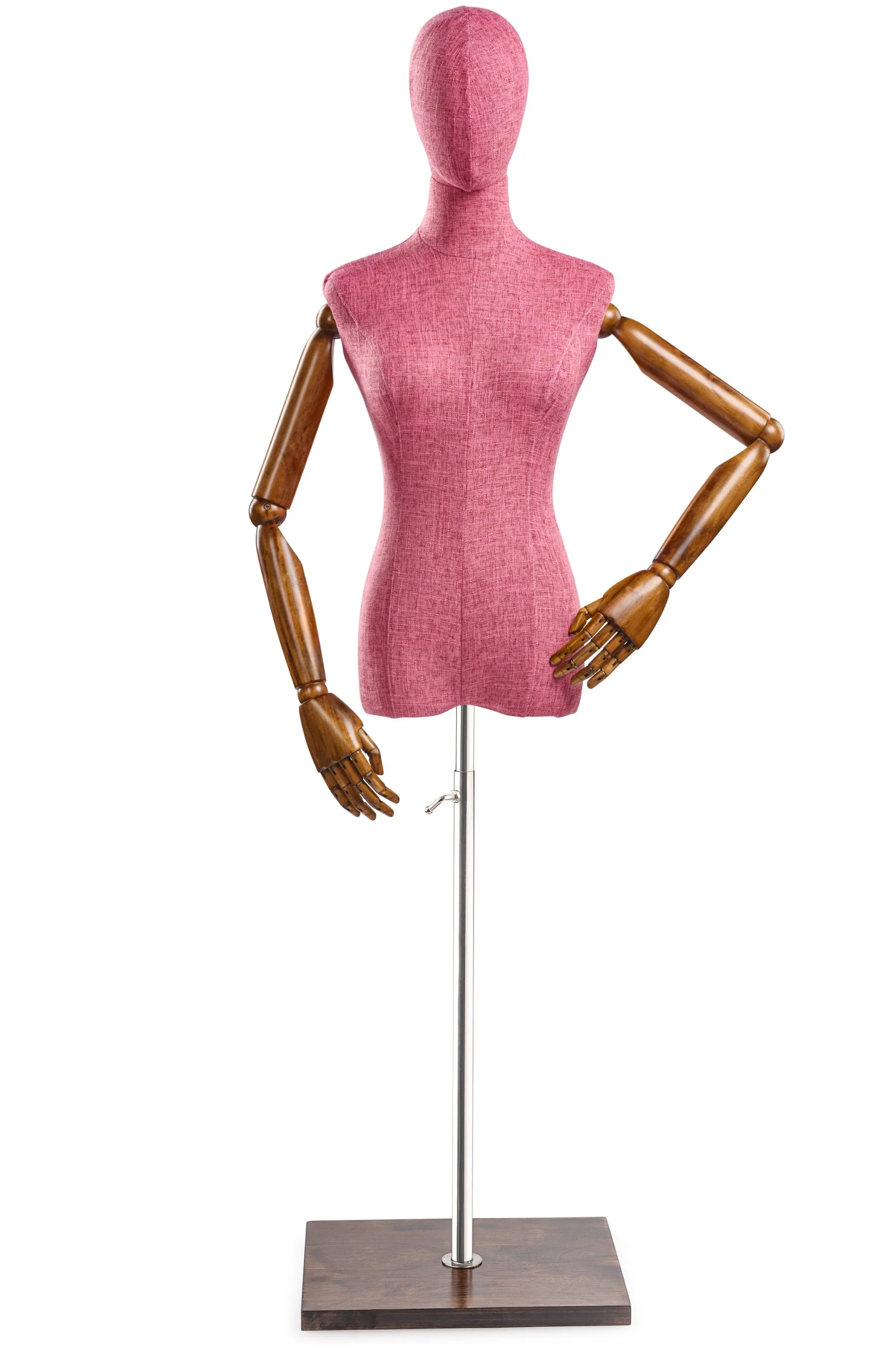 Female Display Dress Form on Wood Flat Base (Head & Arms Version) - Image 78