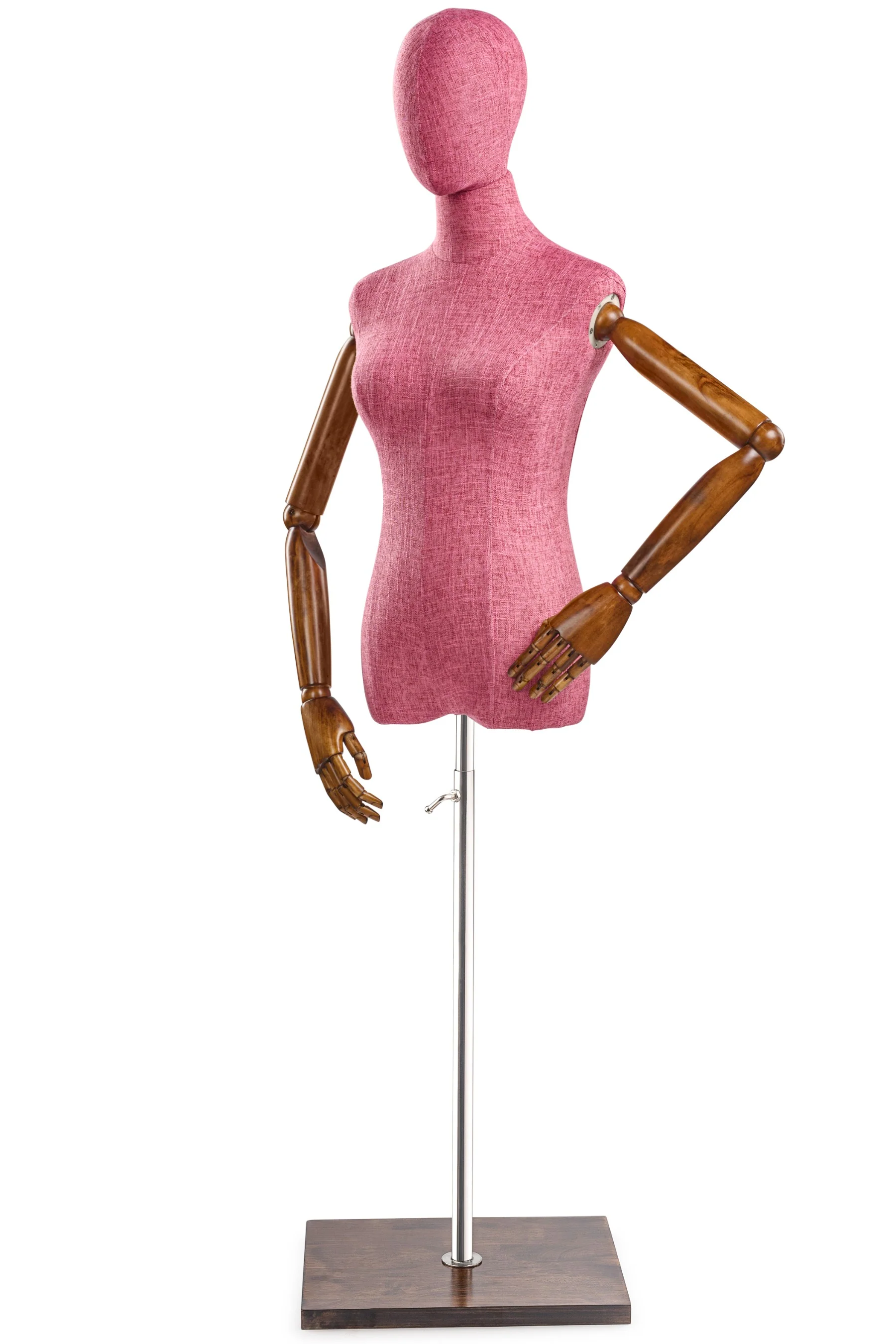 Female Display Dress Form on Wood Flat Base (Head & Arms Version) - Image 79
