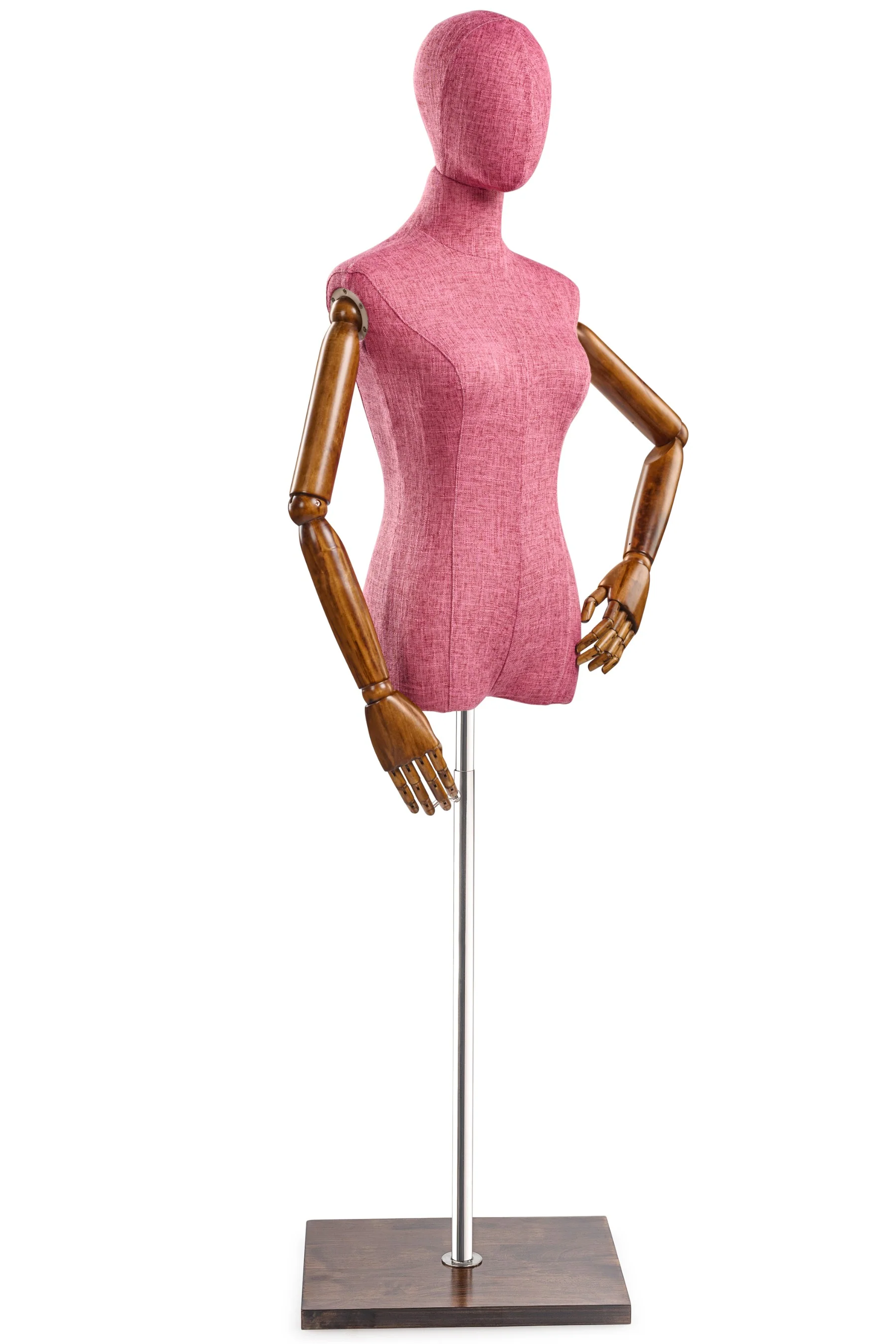 Female Display Dress Form on Wood Flat Base (Head & Arms Version) - Image 80