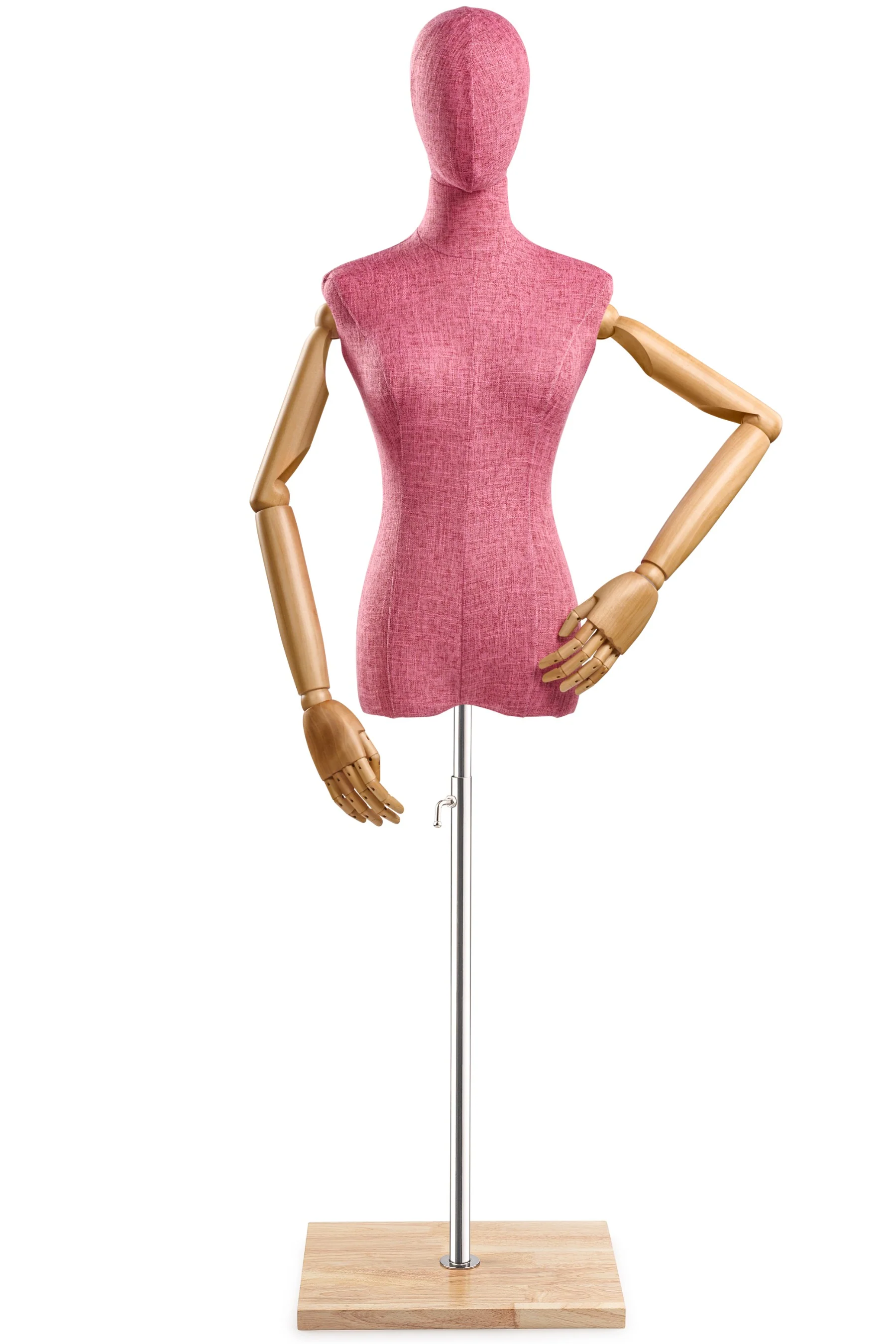 Female Display Dress Form on Wood Flat Base (Head & Arms Version) - Image 83