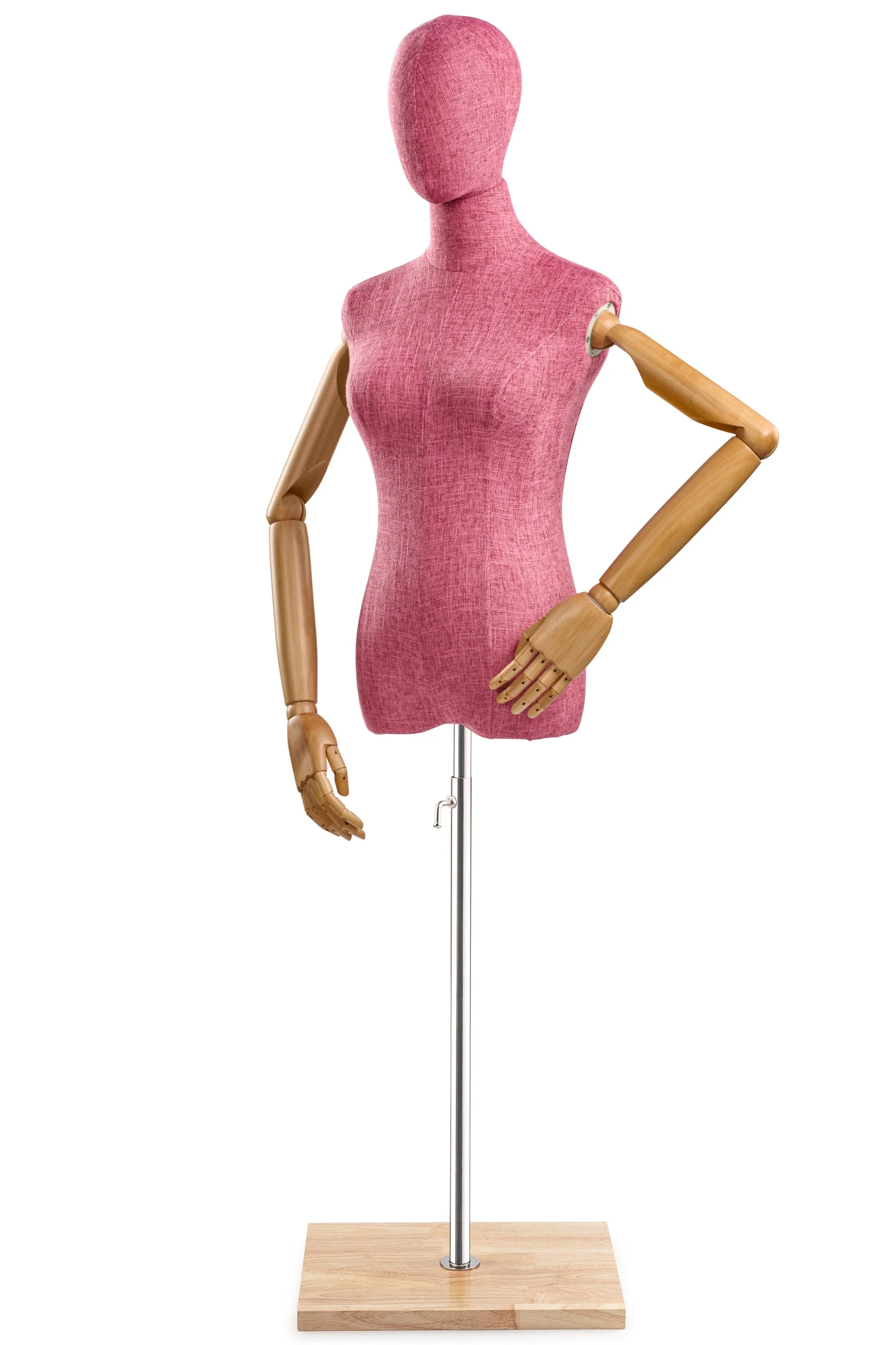 Female Display Dress Form on Wood Flat Base (Head & Arms Version) - Image 84