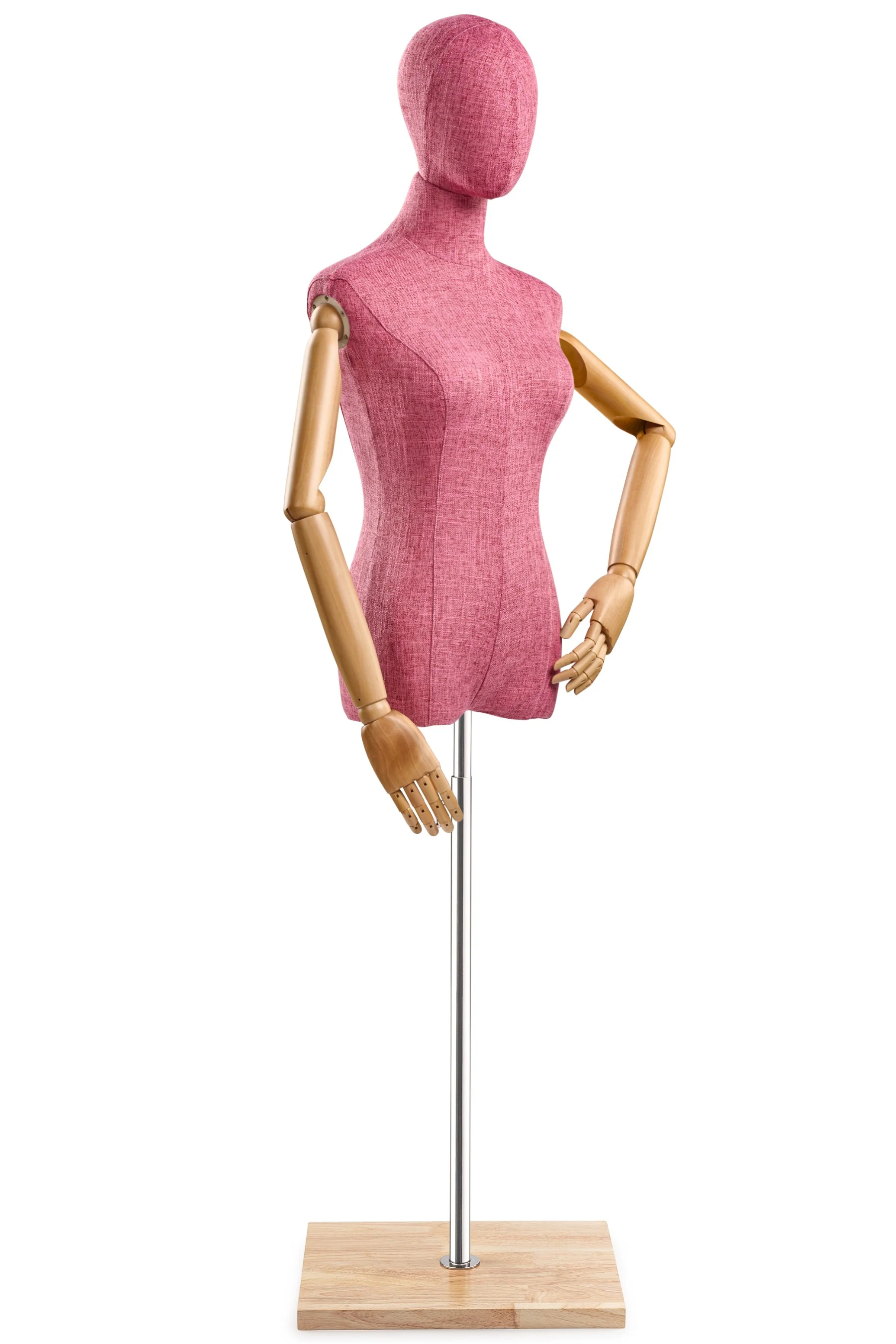 Female Display Dress Form on Wood Flat Base (Head & Arms Version) - Image 85