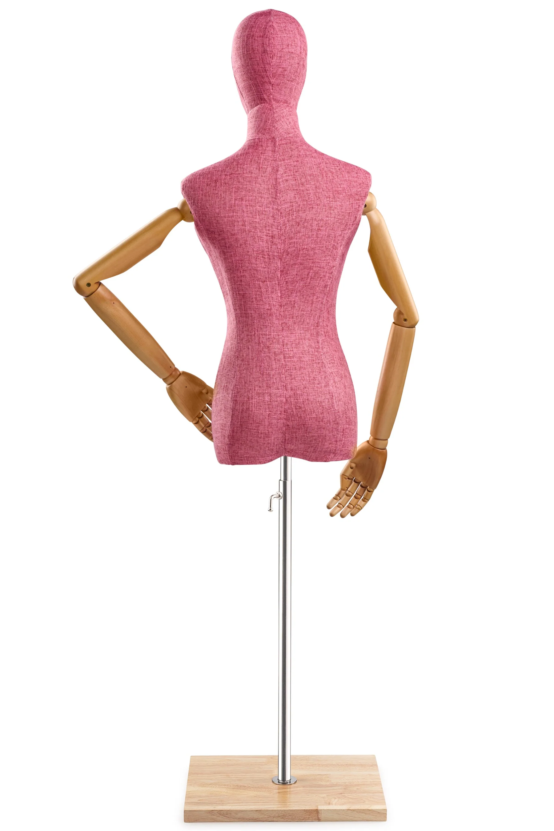 Female Display Dress Form on Wood Flat Base (Head & Arms Version) - Image 86