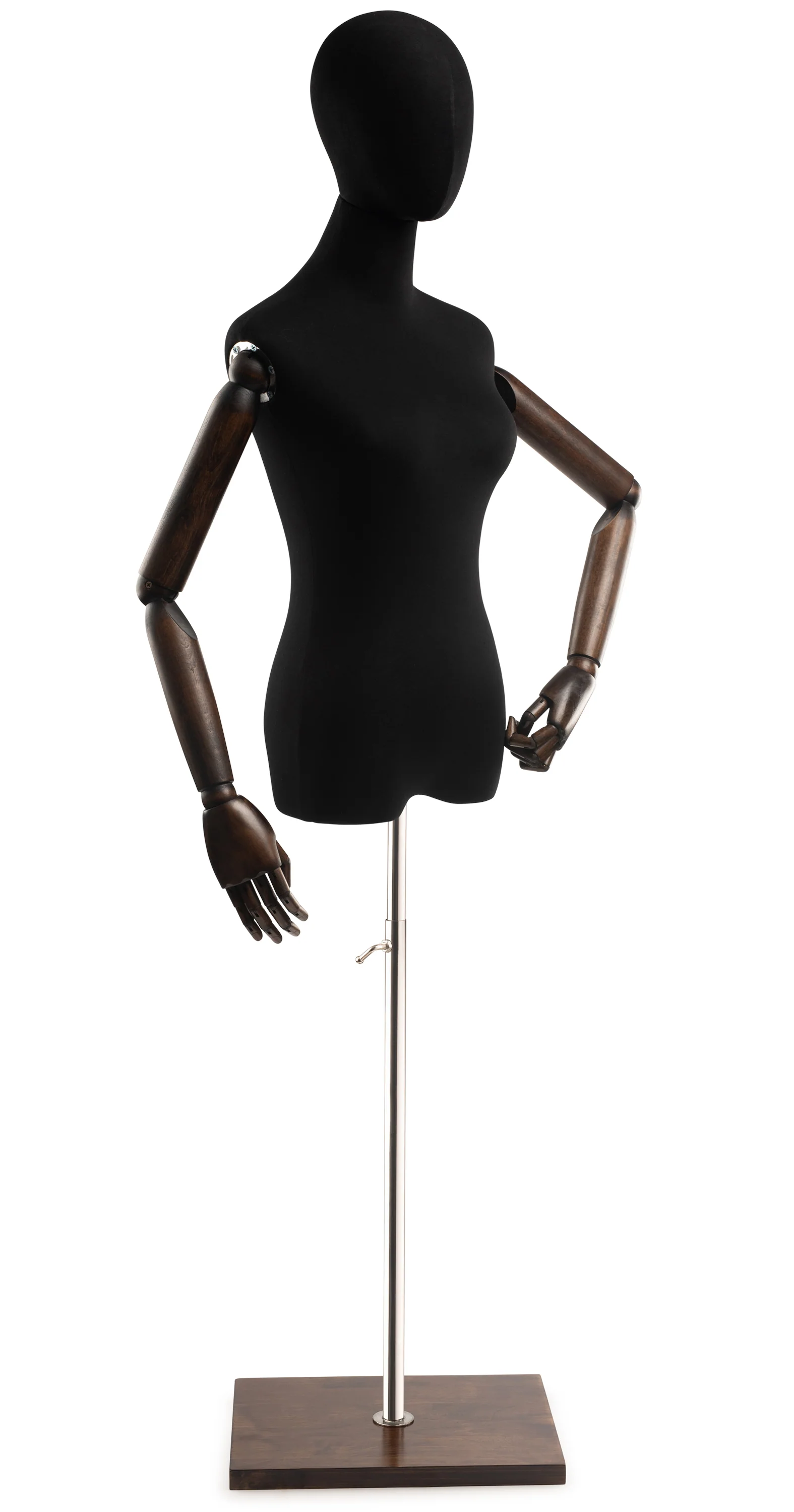 Female Display Dress Form on Wood Flat Base (Head & Arms Version) - Image 89