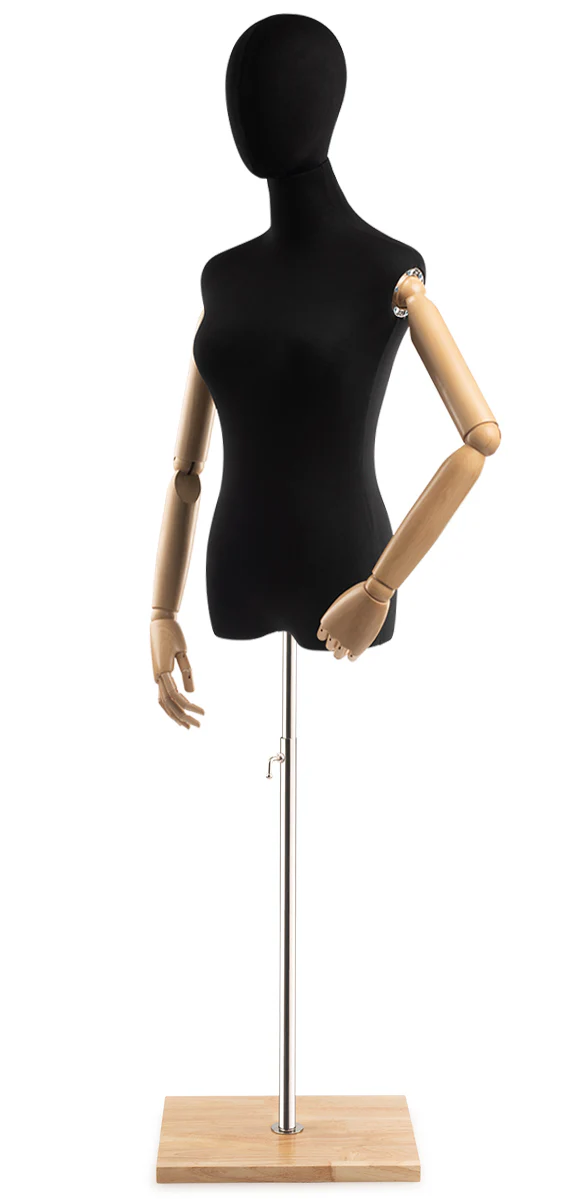 Female Display Dress Form on Wood Flat Base (Head & Arms Version) - Image 93