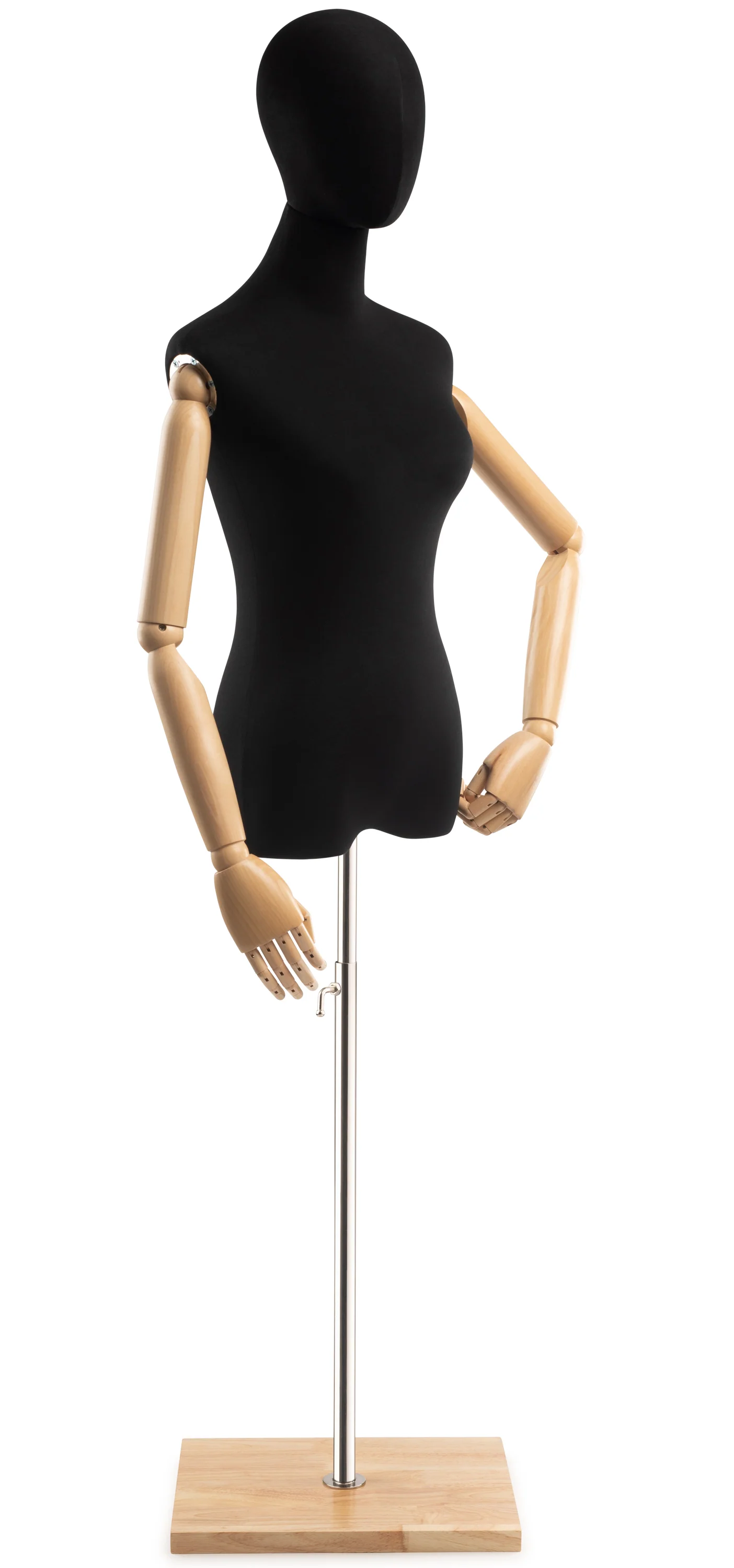 Female Display Dress Form on Wood Flat Base (Head & Arms Version) - Image 94