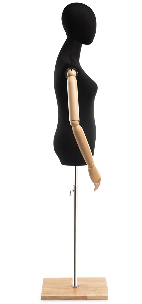 Female Display Dress Form on Wood Flat Base (Head & Arms Version) - Image 95