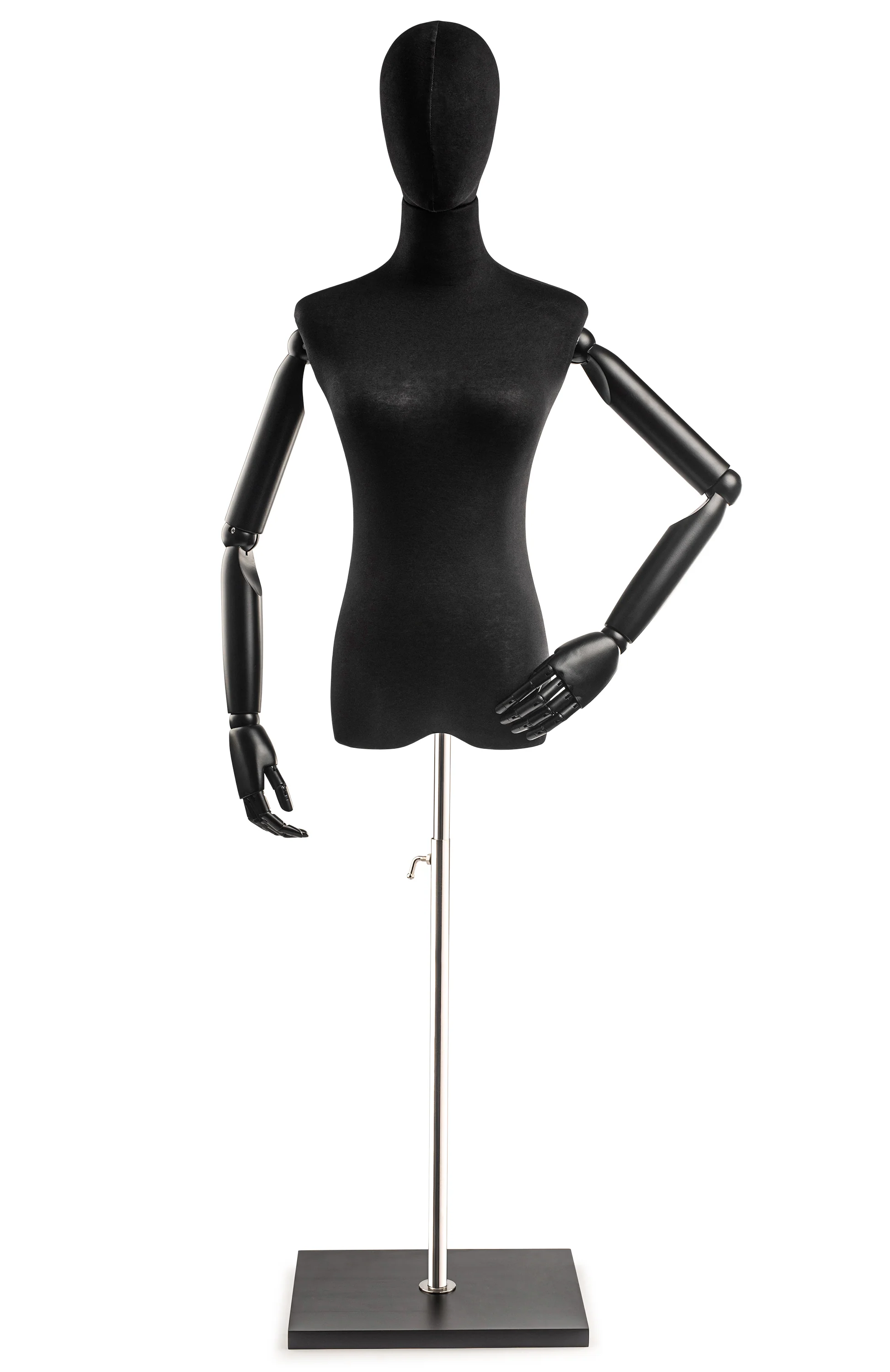 Female Display Dress Form on Wood Flat Base (Head & Arms Version) - Image 96
