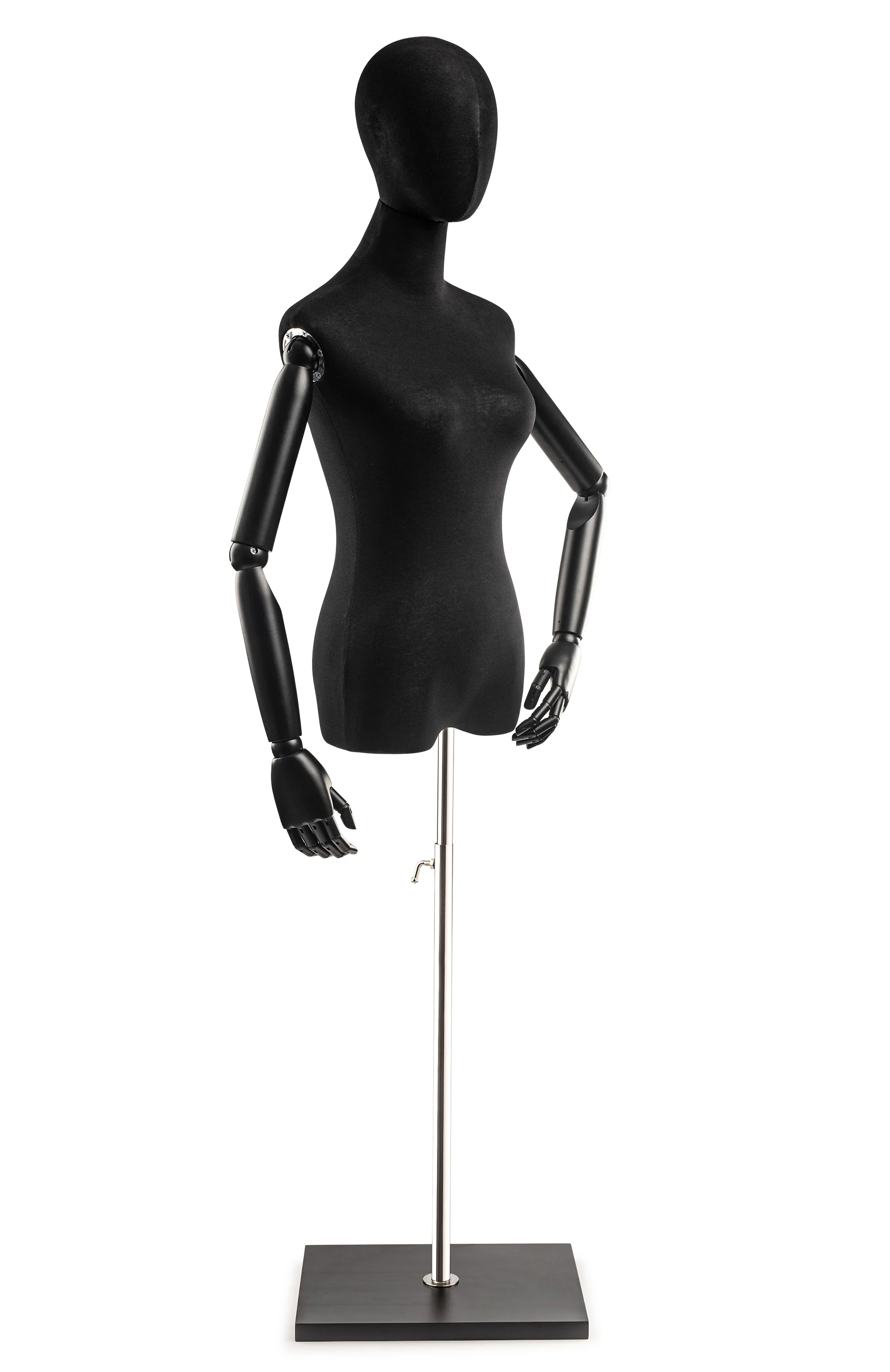 Female Display Dress Form on Wood Flat Base (Head & Arms Version) - Image 97