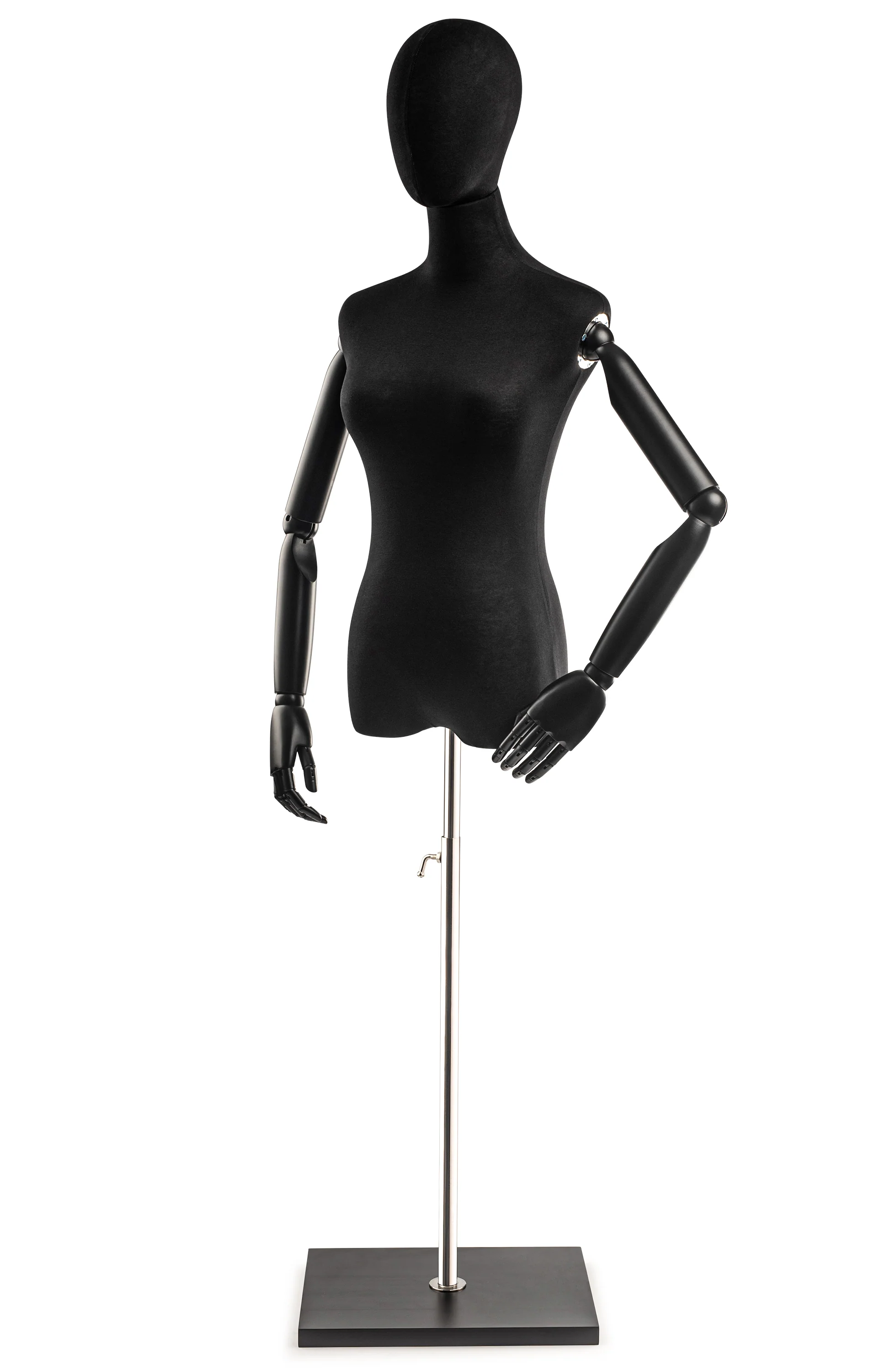 Female Display Dress Form on Wood Flat Base (Head & Arms Version) - Image 99