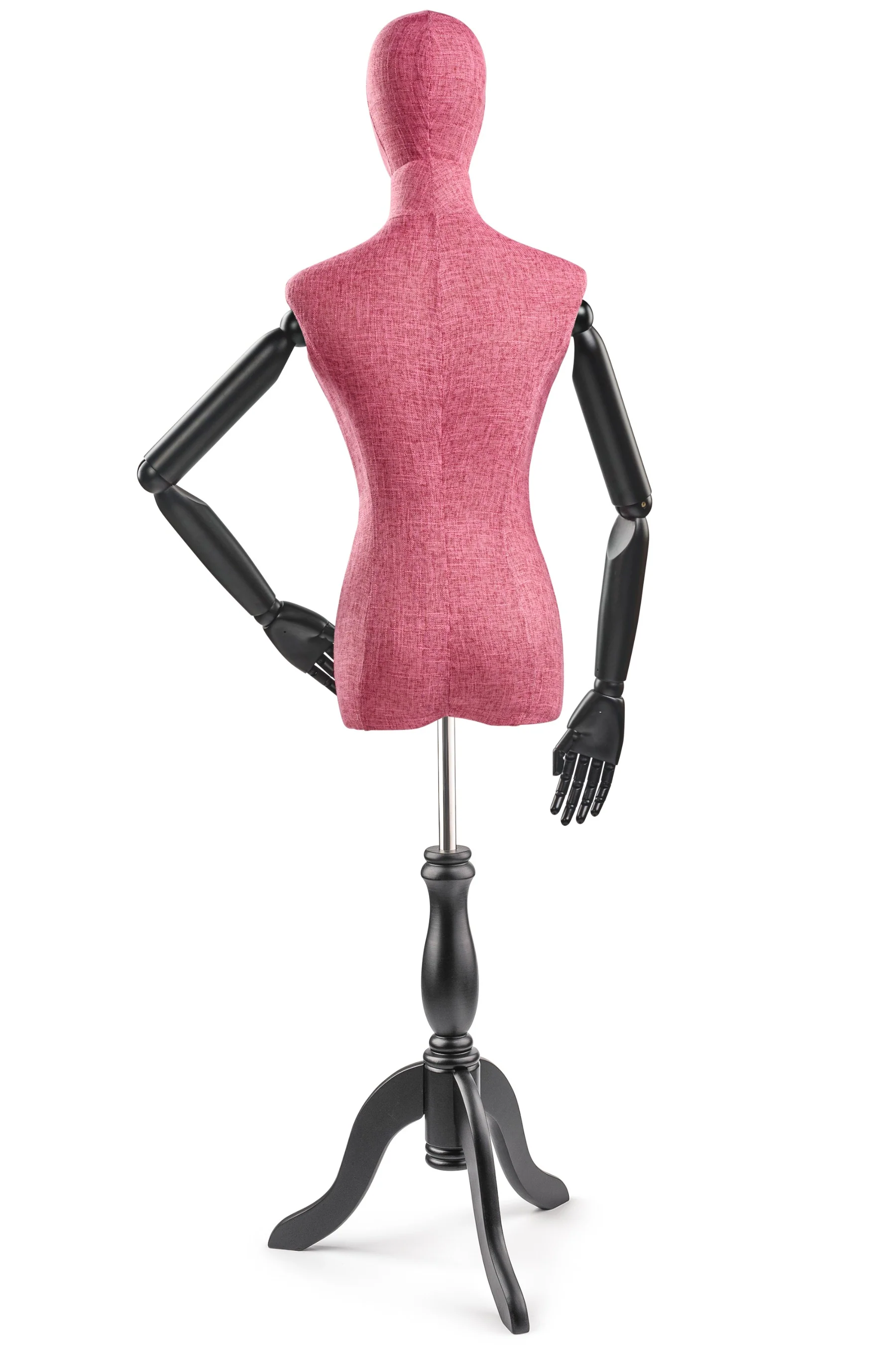 Female Display Dress Form on Wood Tripod Base (Head & Arms Version) - Image 31