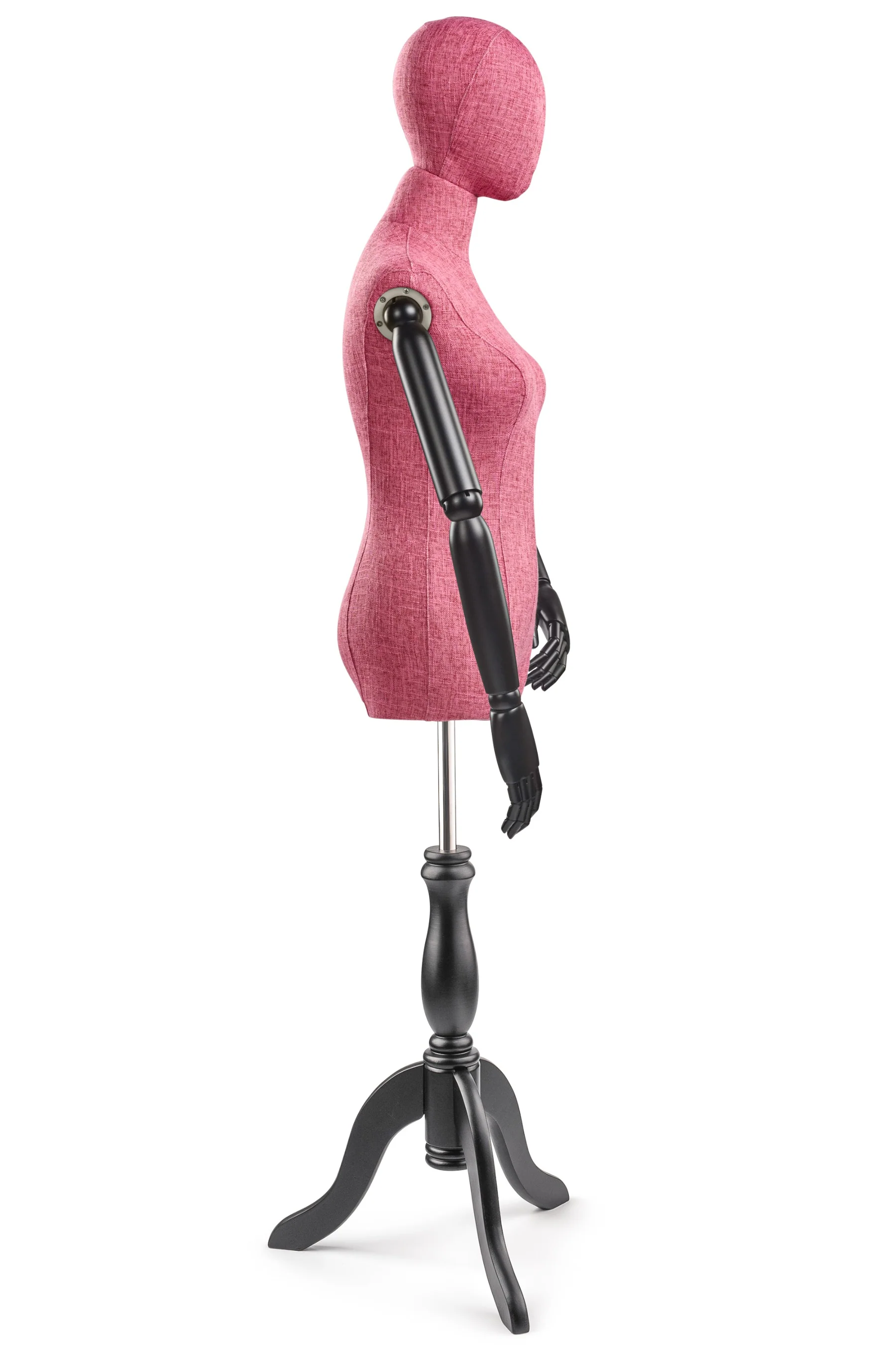 Female Display Dress Form on Wood Tripod Base (Head & Arms Version) - Image 32
