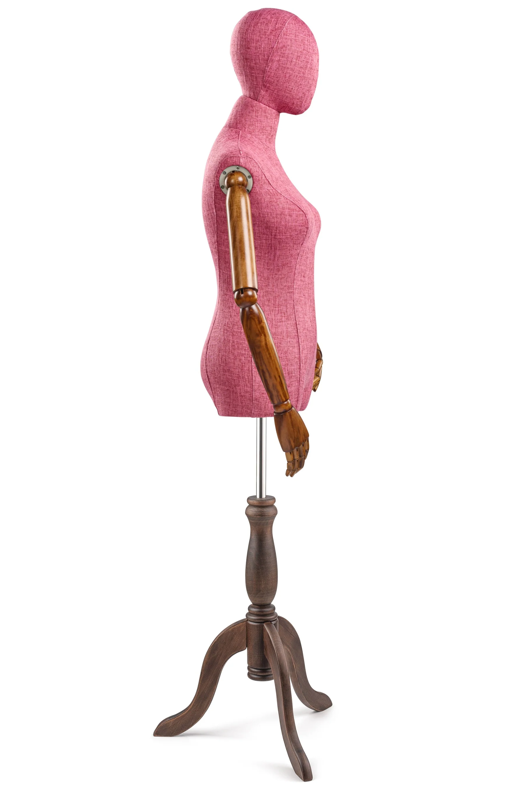 Female Display Dress Form on Wood Tripod Base (Head & Arms Version) - Image 37